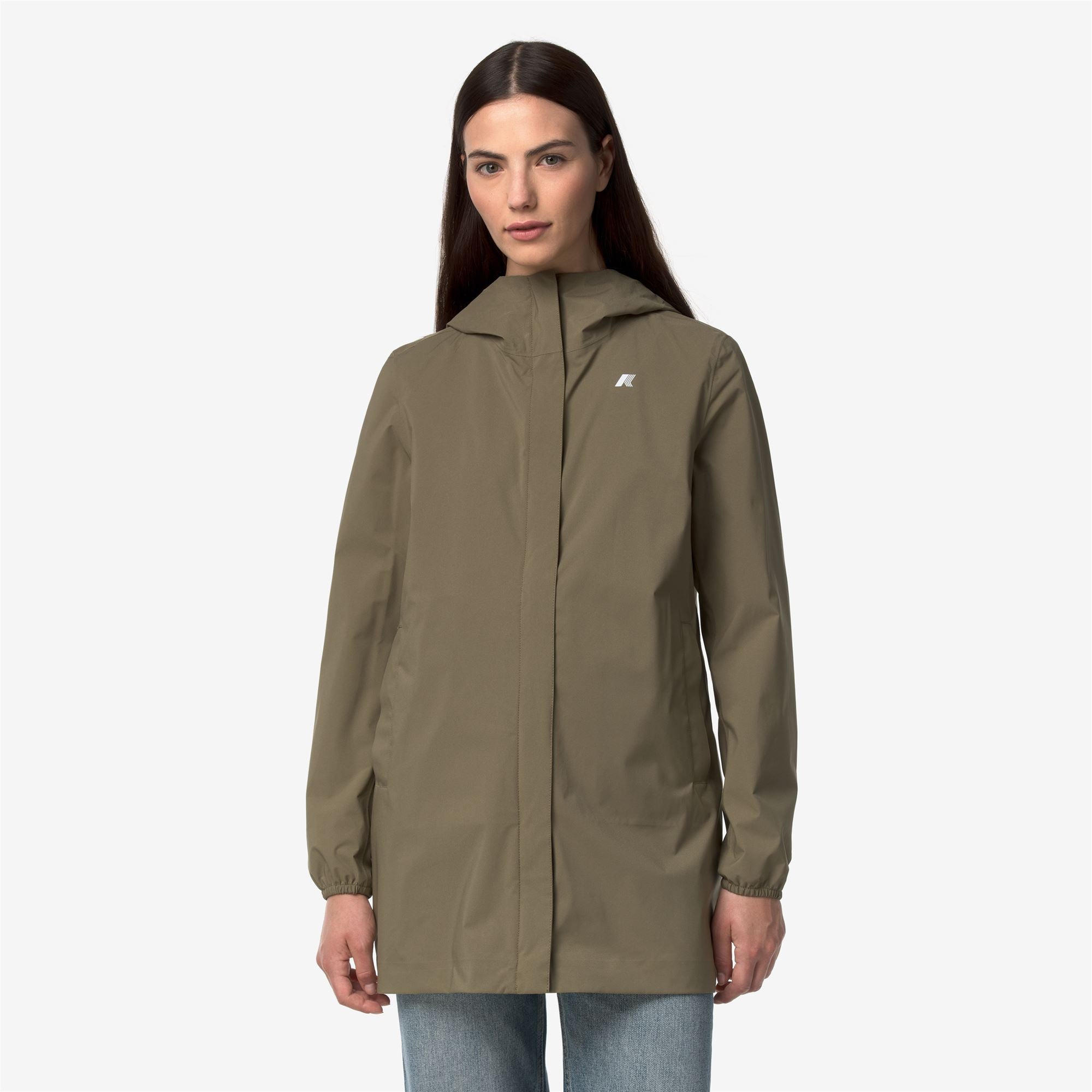 k-way-sophie-stretch-dot-veste-mi-longue-femme-green-army image 1
