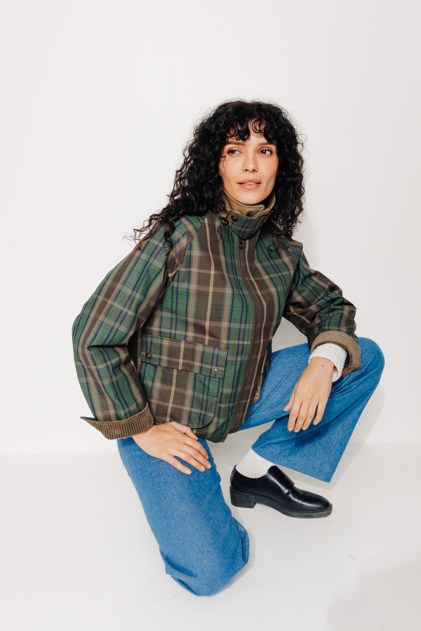 trench-coat-sorbus-imperm-able-court-oversize-tartan-coton-vert image 2