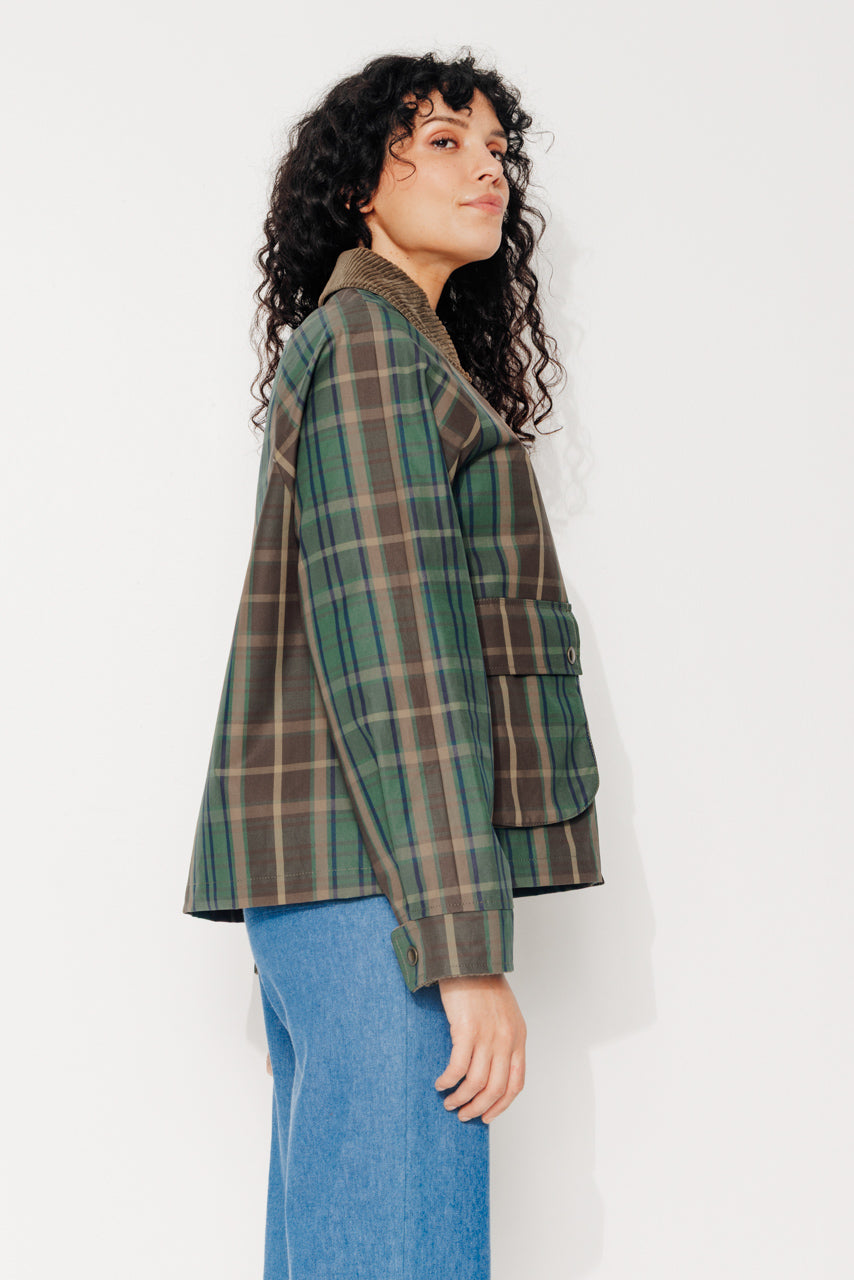 trench-coat-sorbus-imperm-able-court-oversize-tartan-coton-vert image 7