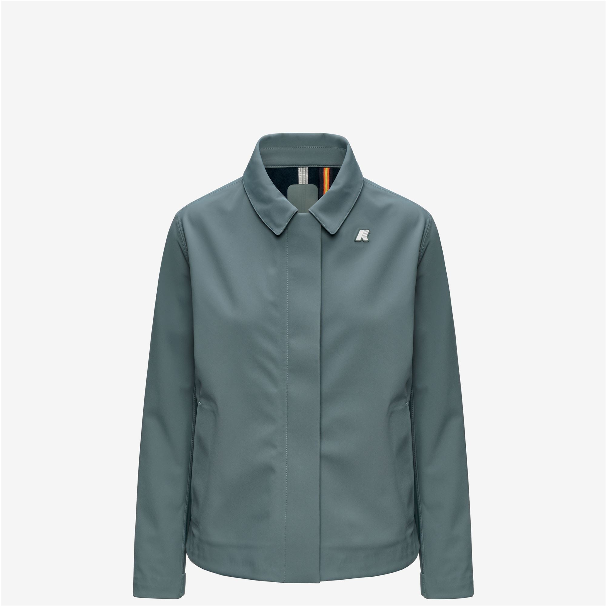k-way-bleizou-bonded-trench-court-femme-green-balsam-blue-depth image 6
