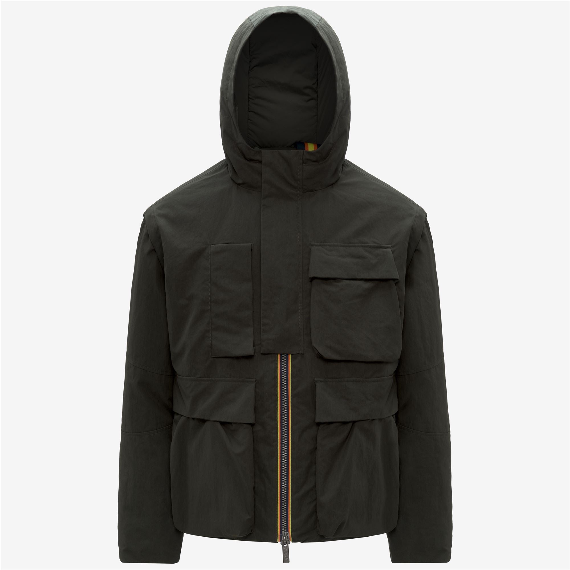 k-way-guillermo-cotton-feel-parka-court-homme-green-blackish-combo image 5