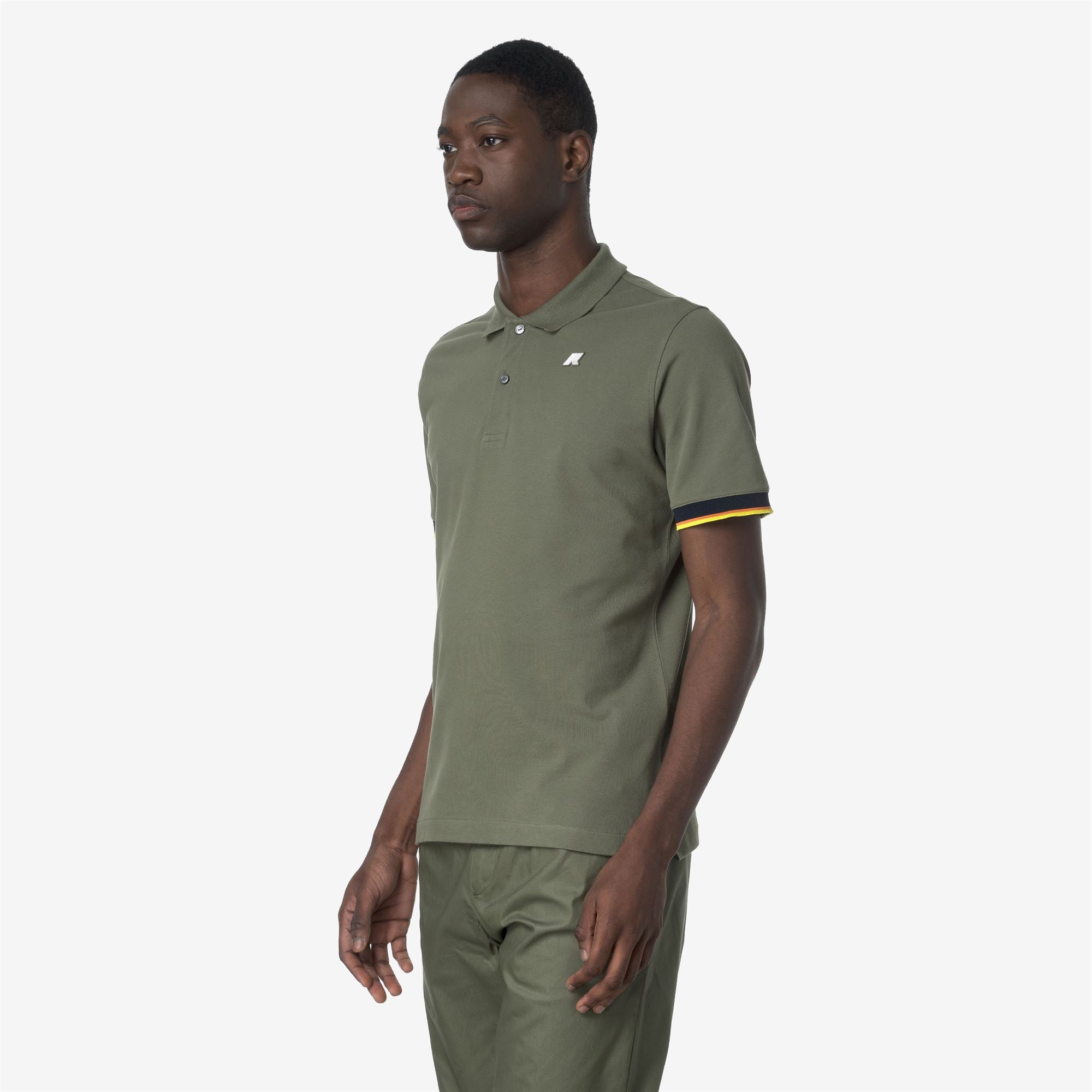 k-way-vincent-piqu-slim-polo-homme-green-lichen image 2