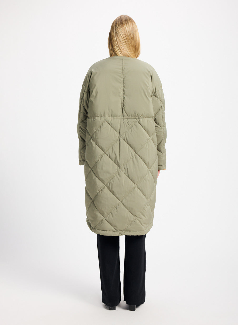 pyrenex-blossom-doudoune-longue-femme-khaki-matelassage-losanges image 5