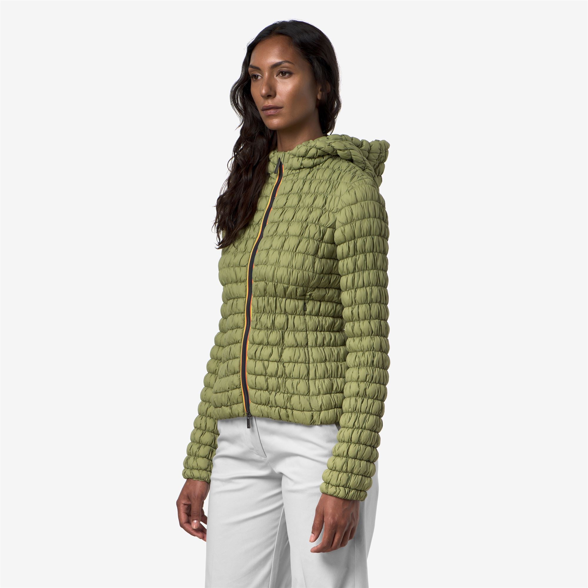 k-way-shyda-tech-warm-doudoune-courte-femme-green-gold image 2
