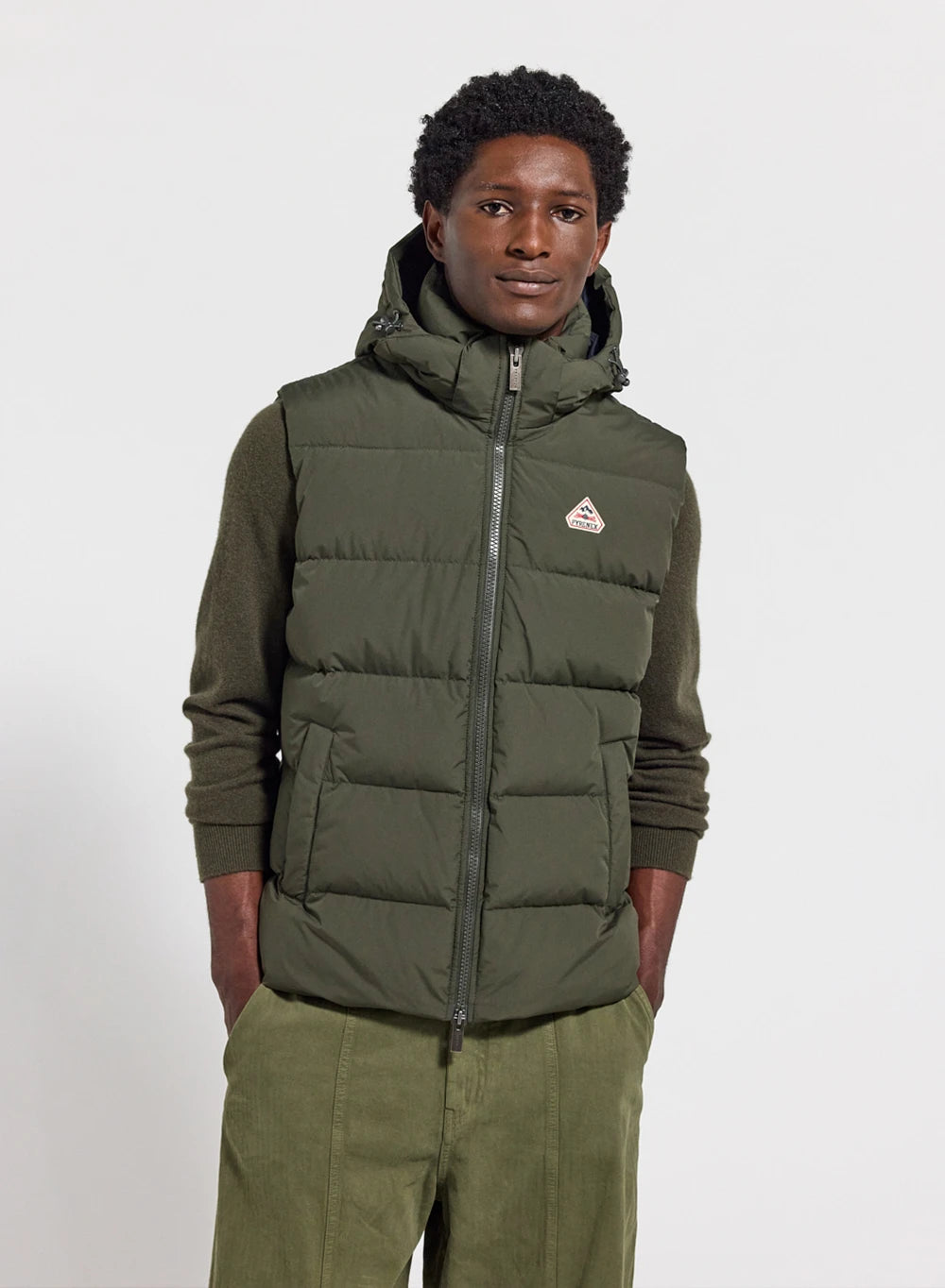 pyrenex-spoutnic-gilet-sans-manche-kaki-fonc-capuche-amovible image 1