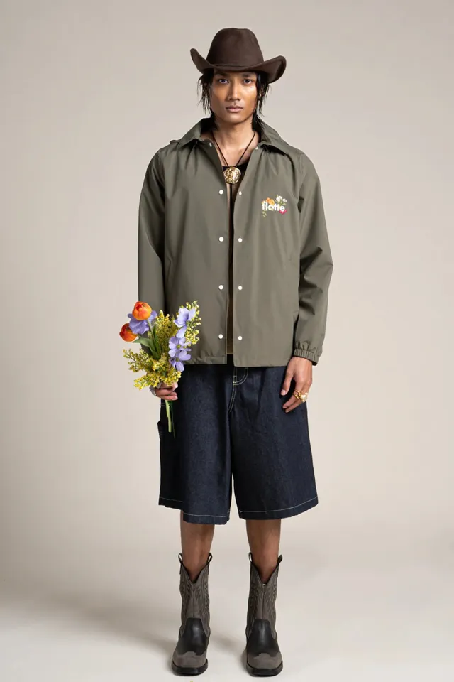 flotte-plaisance-veste-imperm-able-courte-bleu-de-travail-broderie-florale image 1