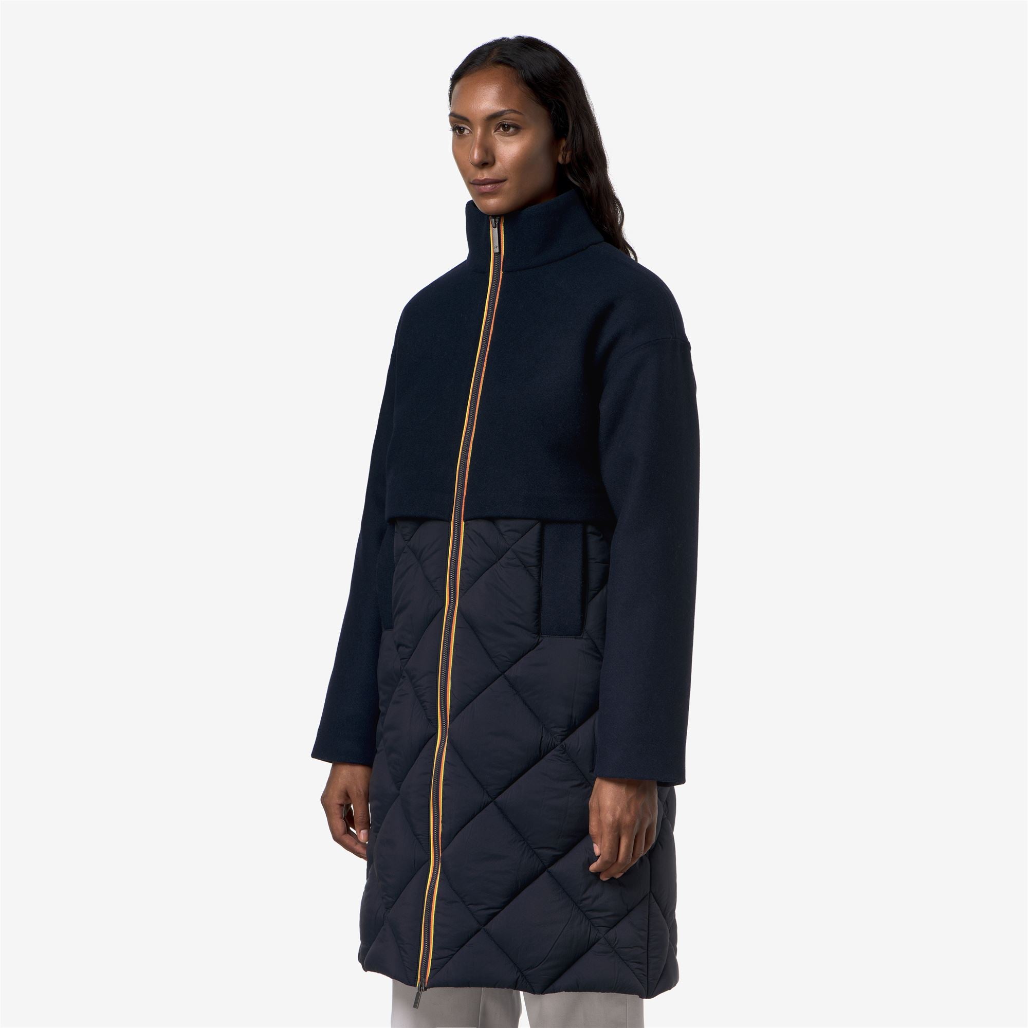 k-way-mindy-wool-nylon-warm-manteau-3-4-femme-blue-depth image 2