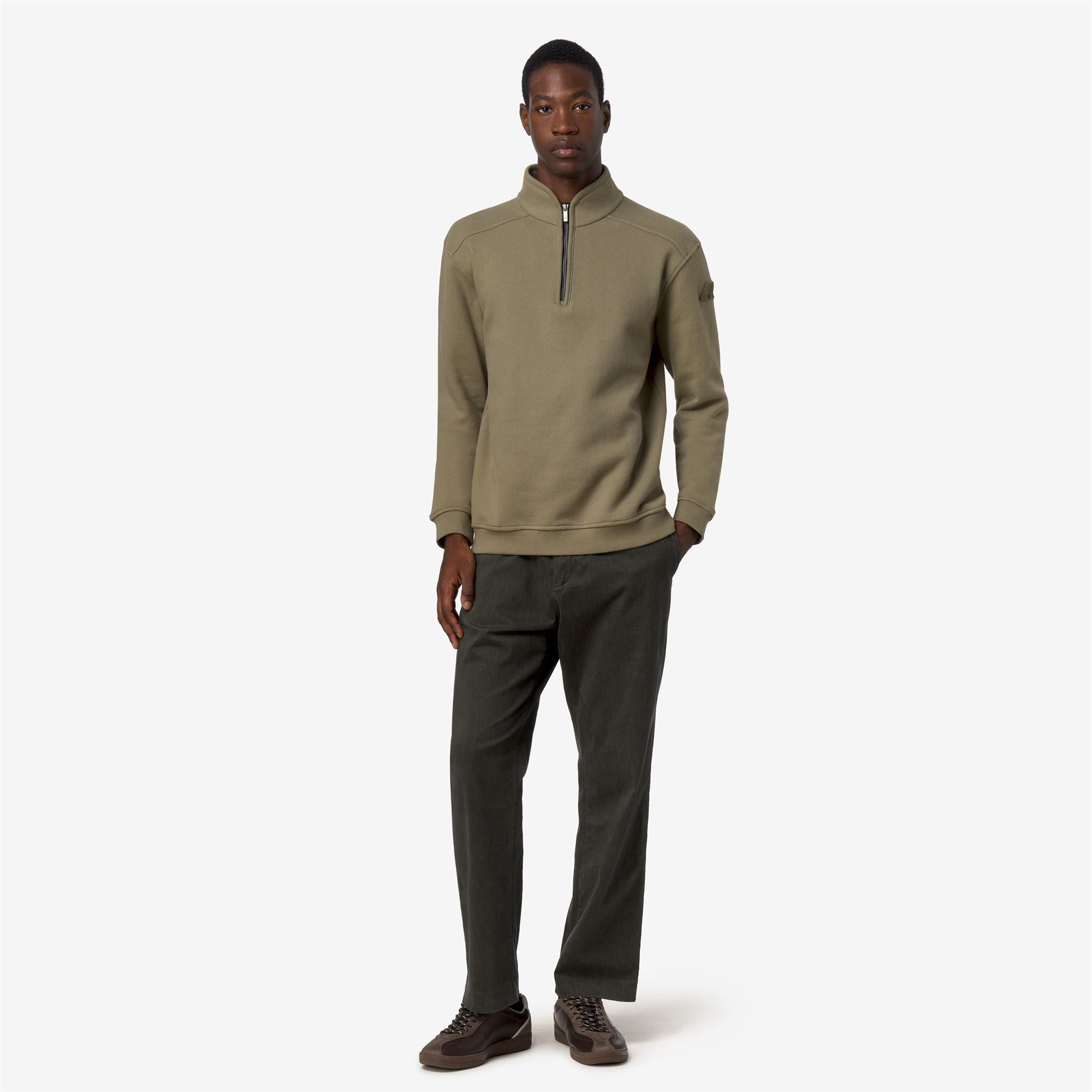 k-way-aubie-cotton-cashmere-pull-polaire-homme-green-army image 4