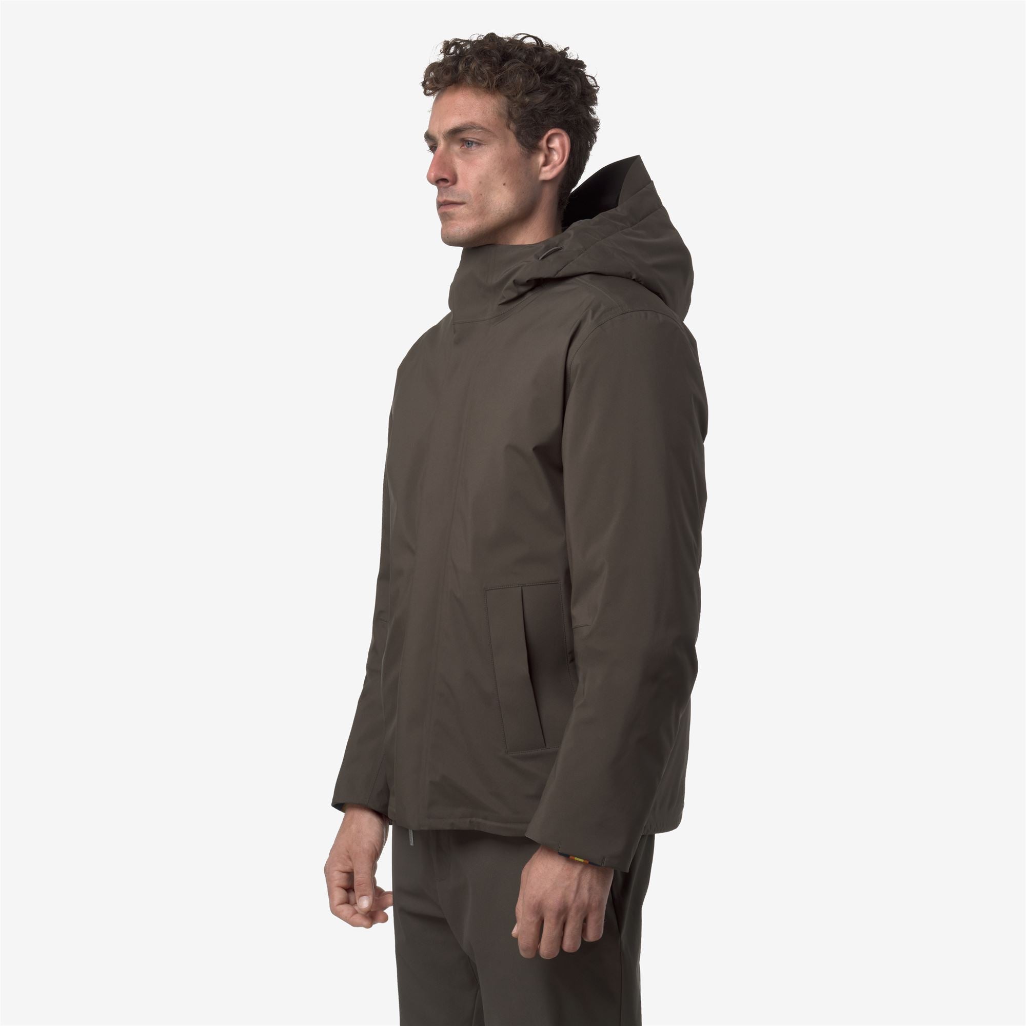 k-way-jacken-bonded-padded-veste-courte-homme-black-olive-combo image 2