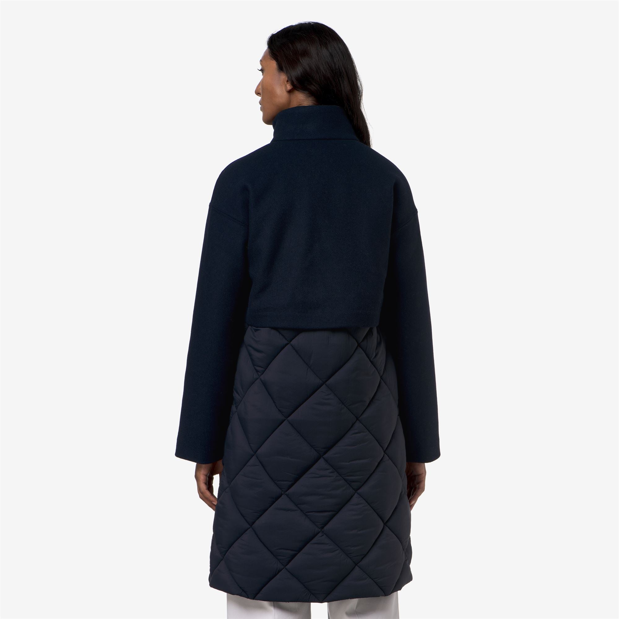 k-way-mindy-wool-nylon-warm-manteau-3-4-femme-blue-depth image 3