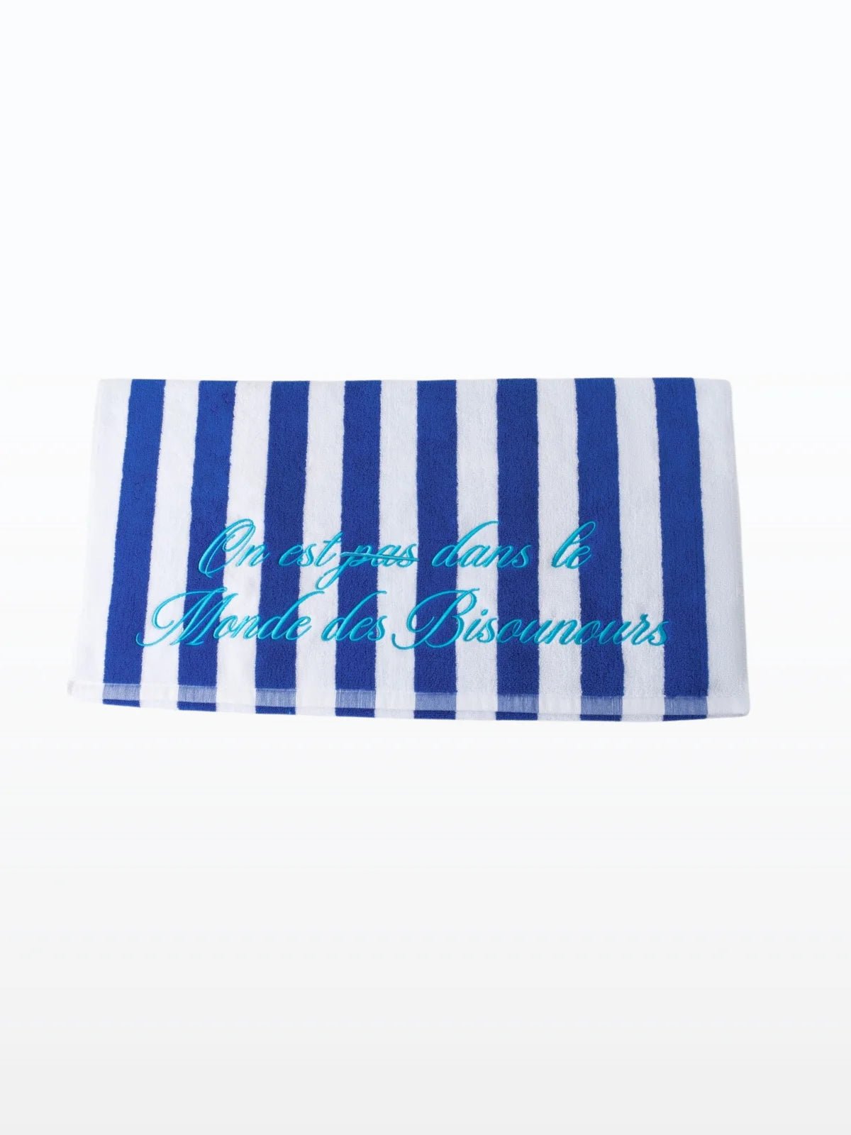 flotte-serviette-de-bain-bisounours-100-coton-rayures-bleues image 2