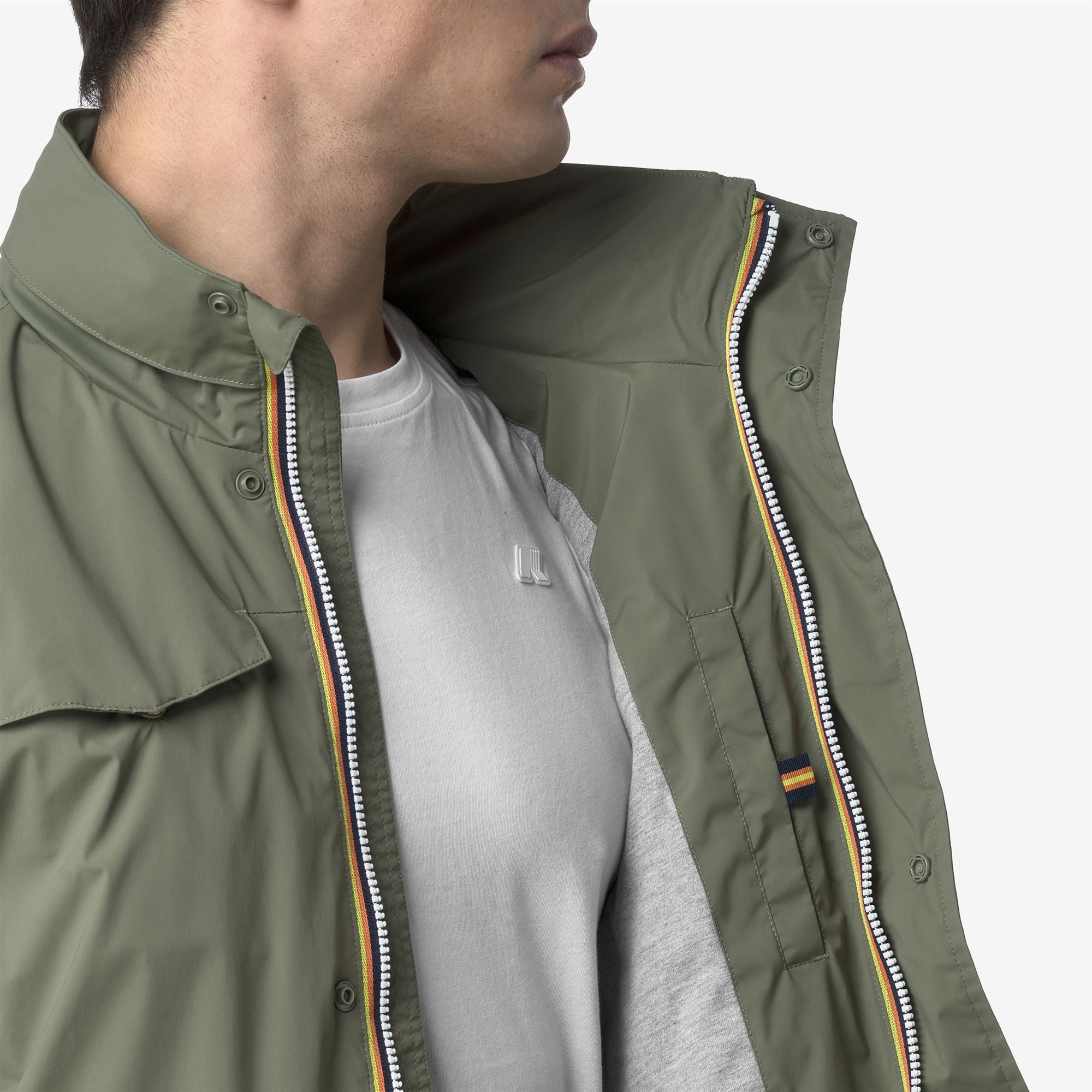 k-way-manuel-stretch-nylon-jersey-veste-mi-longue-homme-green-lichen image 4