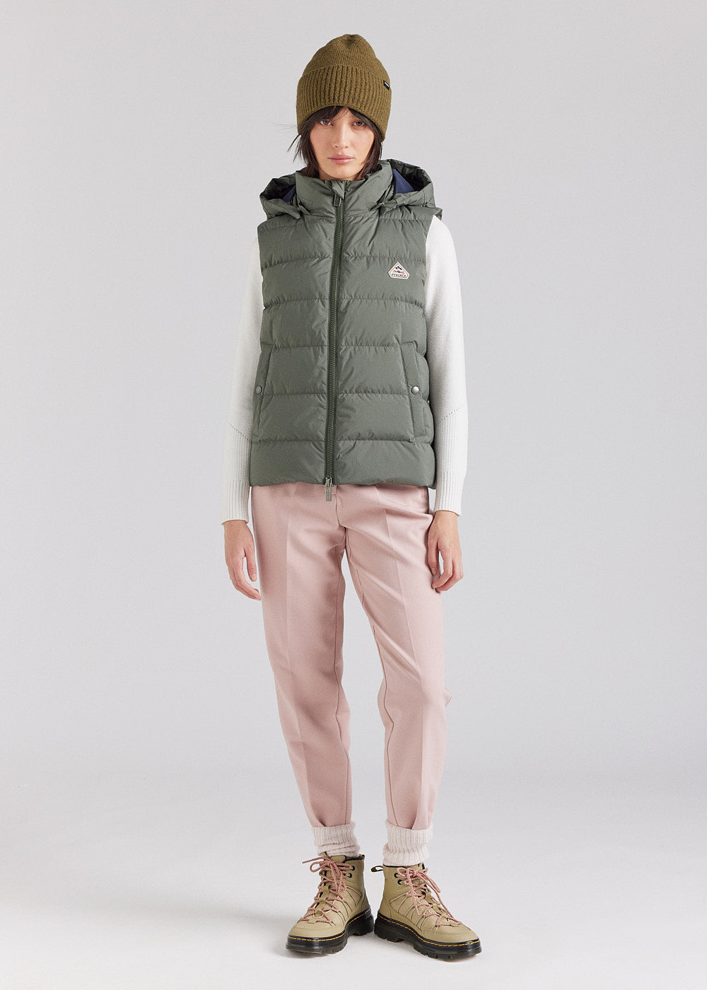 pyrenex-spoutnic-doudoune-sans-manches-femme-deep-khaki-capuche-amovible image 2