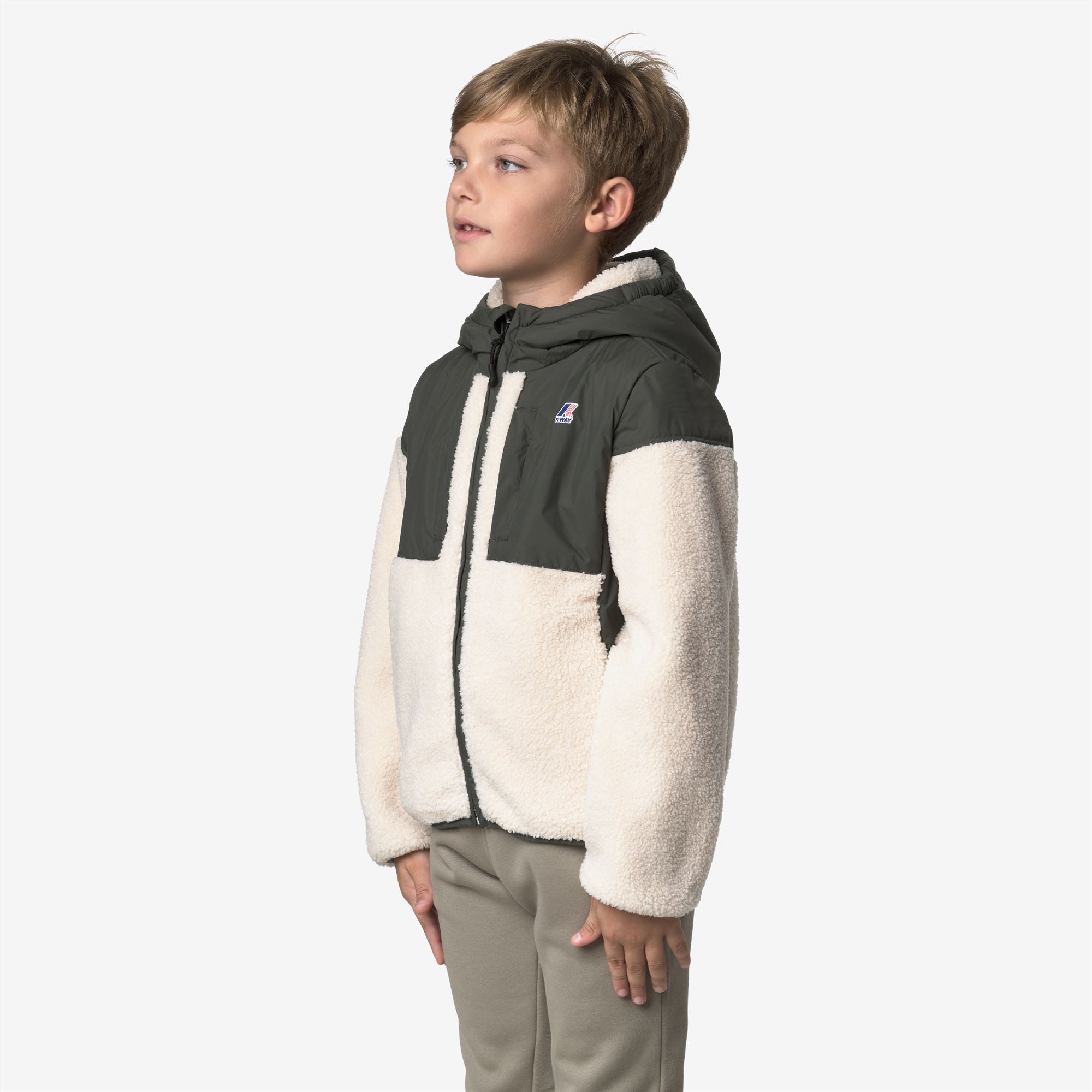 k-way-p-samson-4-0-orsetto-polaire-sherpa-enfant-green-blackish-ecru image 2