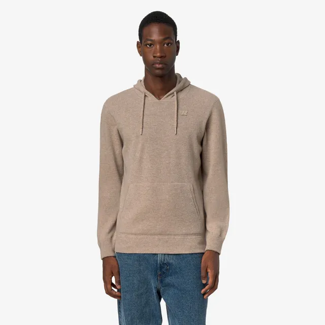 k-way-arzel-fleece-stitch-pull-capuche-homme-beige-plaza image 1