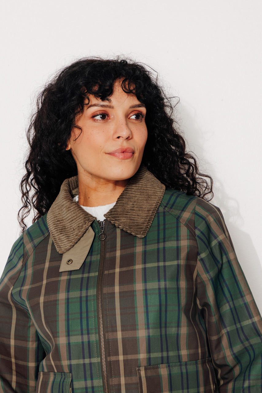 trench-coat-sorbus-imperm-able-court-oversize-tartan-coton-vert image 8