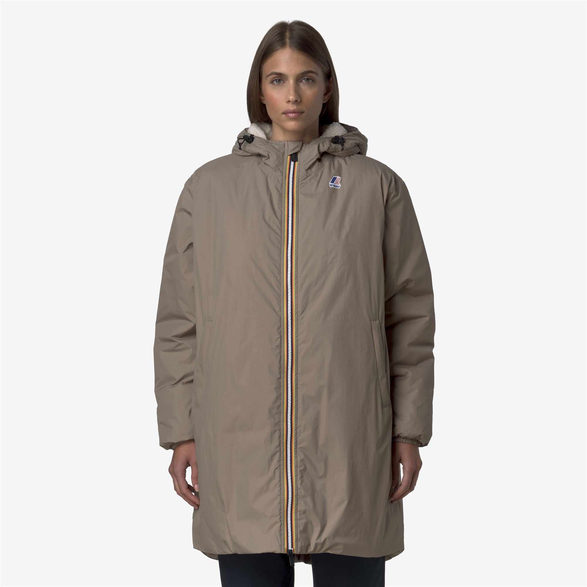 k-way-le-vrai-4-0-eiffel-east-orsetto-imperm-able-3-4-unisexe-beige-taupe image 5