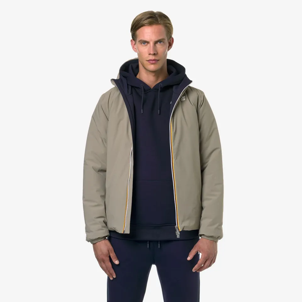 k-way-jack-st-warm-double-veste-court-homme-beige-t-blue-d image 1
