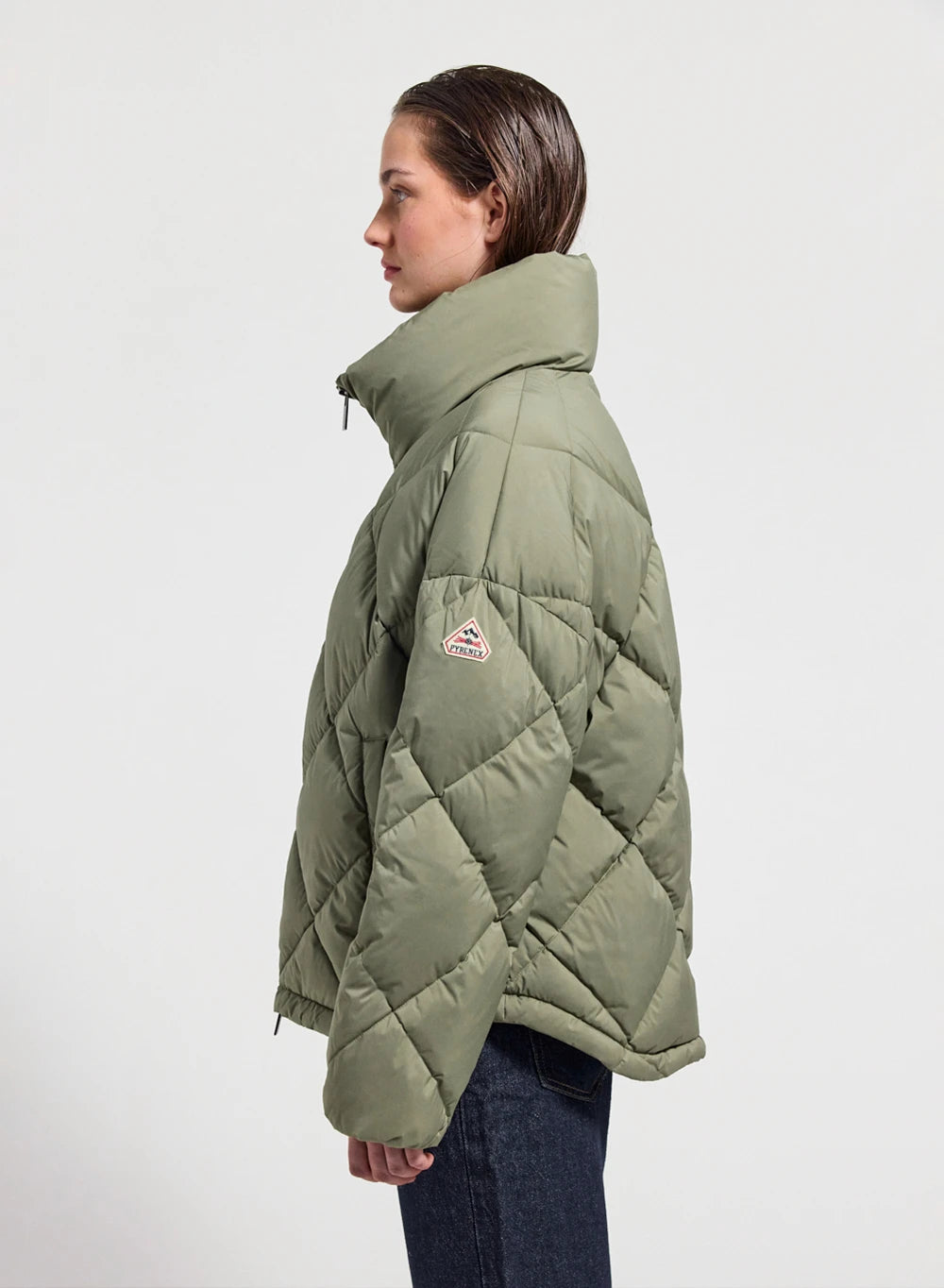 pyrenex-adele-doudoune-oversize-femme-col-enveloppant-kaki-clair image 3