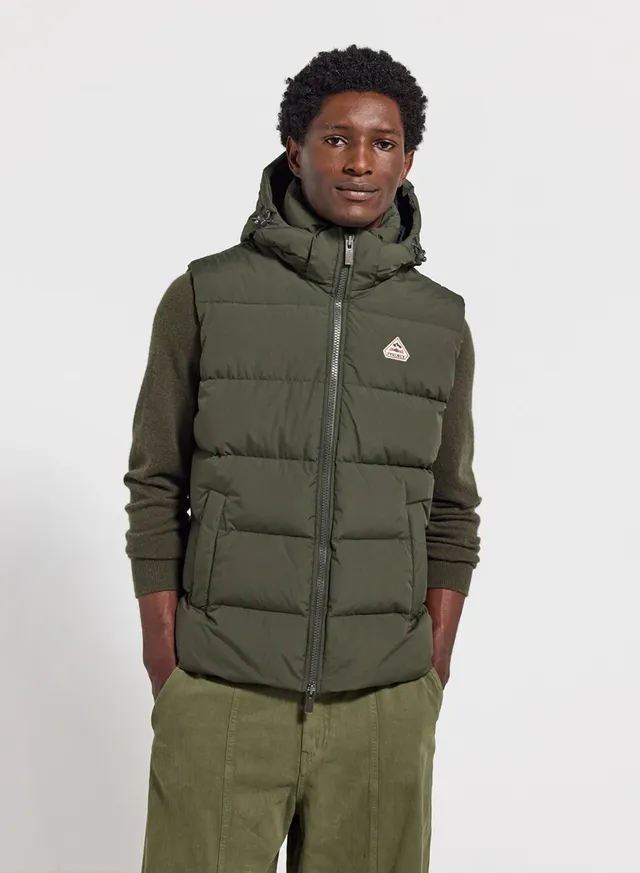 pyrenex-spoutnic-gilet-sans-manche-kaki-fonc-capuche-amovible image 1
