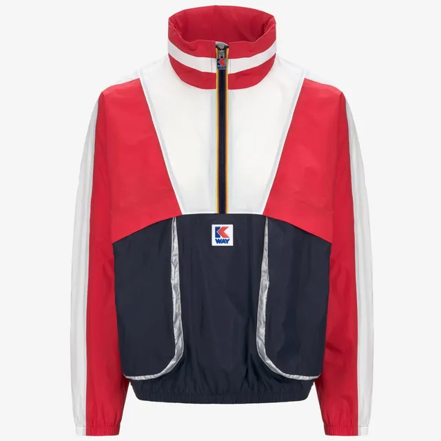 k-way-7002-half-zip-veste-courte-unisexe-blue-red-white image 1