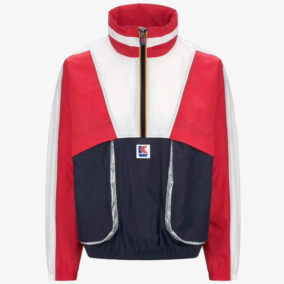 k-way-7002-half-zip-veste-courte-unisexe-blue-red-white image 1