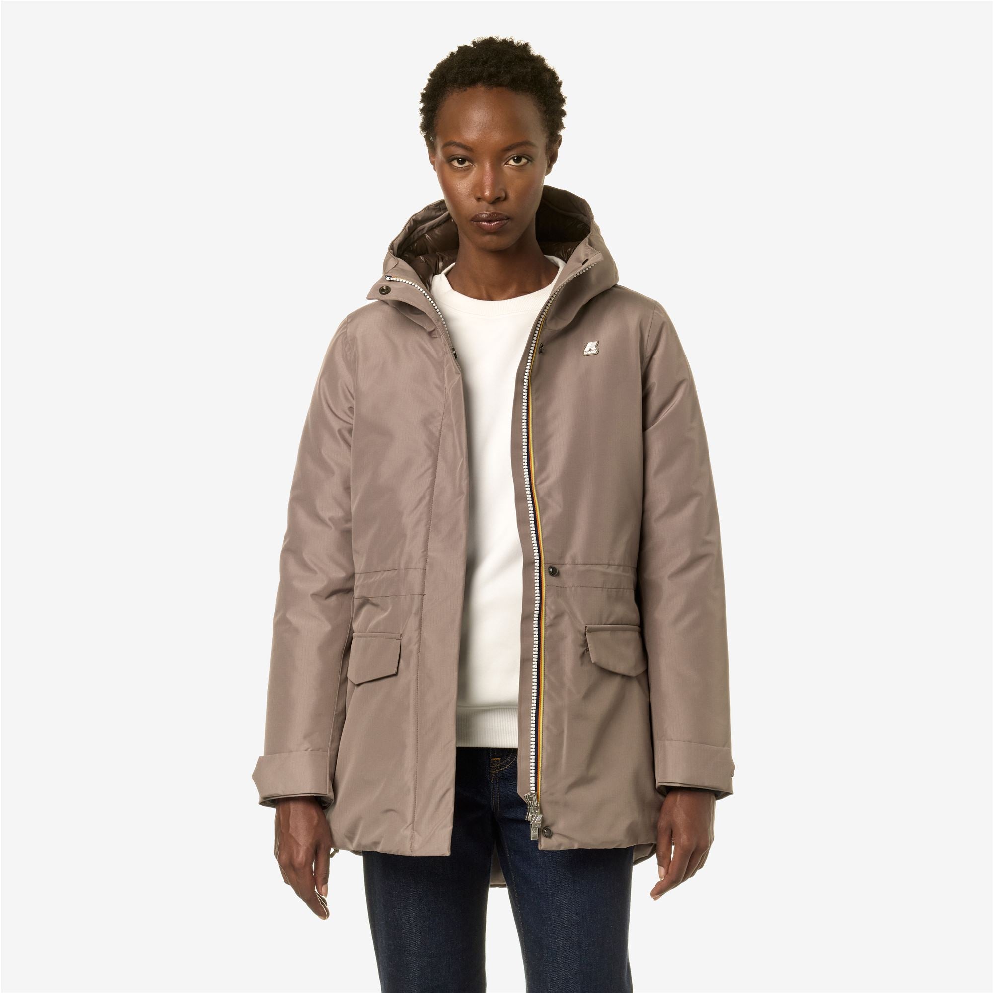 k-way-annette-thermo-heavy-veste-3-4-femme-beige-t-brown-m image 1