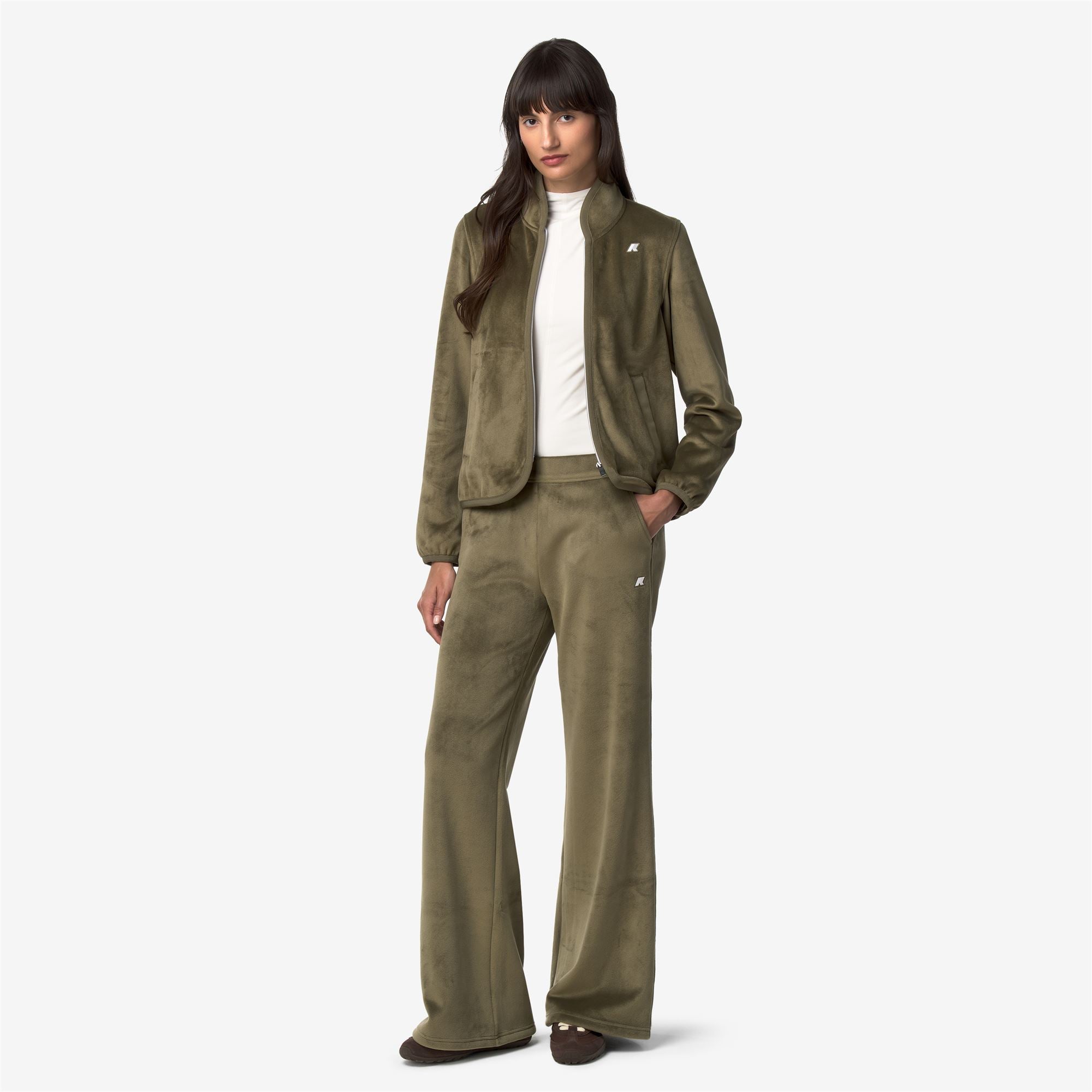 k-way-tuda-velour-polar-veste-polaire-femme-green-army image 4