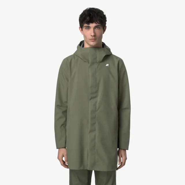 k-way-tommy-bonded-jersey-parka-longueur-3-4-homme-green-lichen image 1