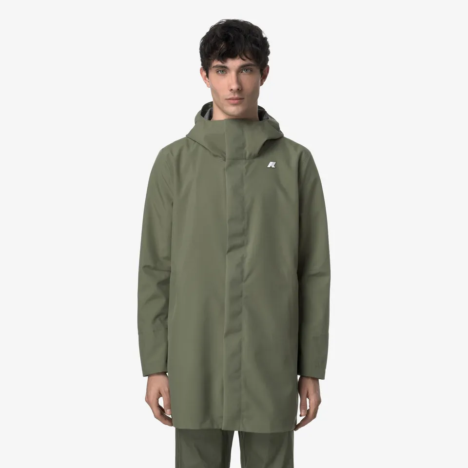 k-way-tommy-bonded-jersey-parka-longueur-3-4-homme-green-lichen image 1