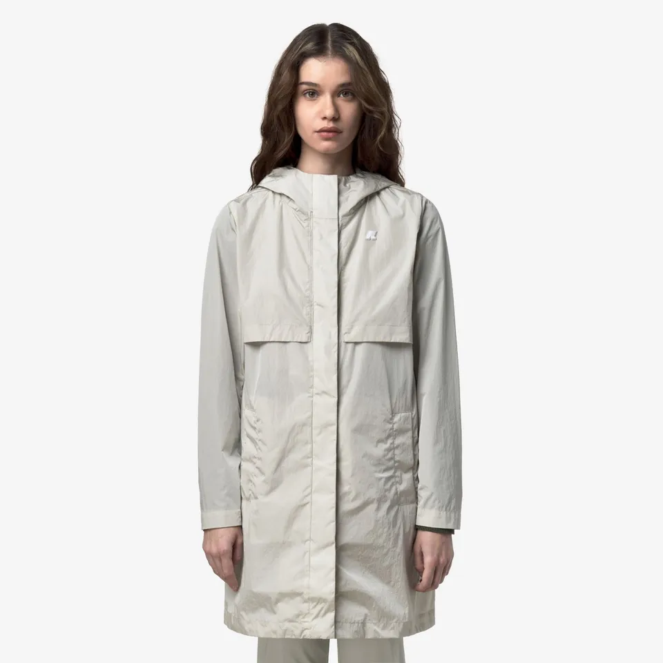 k-way-sophilene-satin-glass-veste-mi-longue-femme-beige-lt image 1