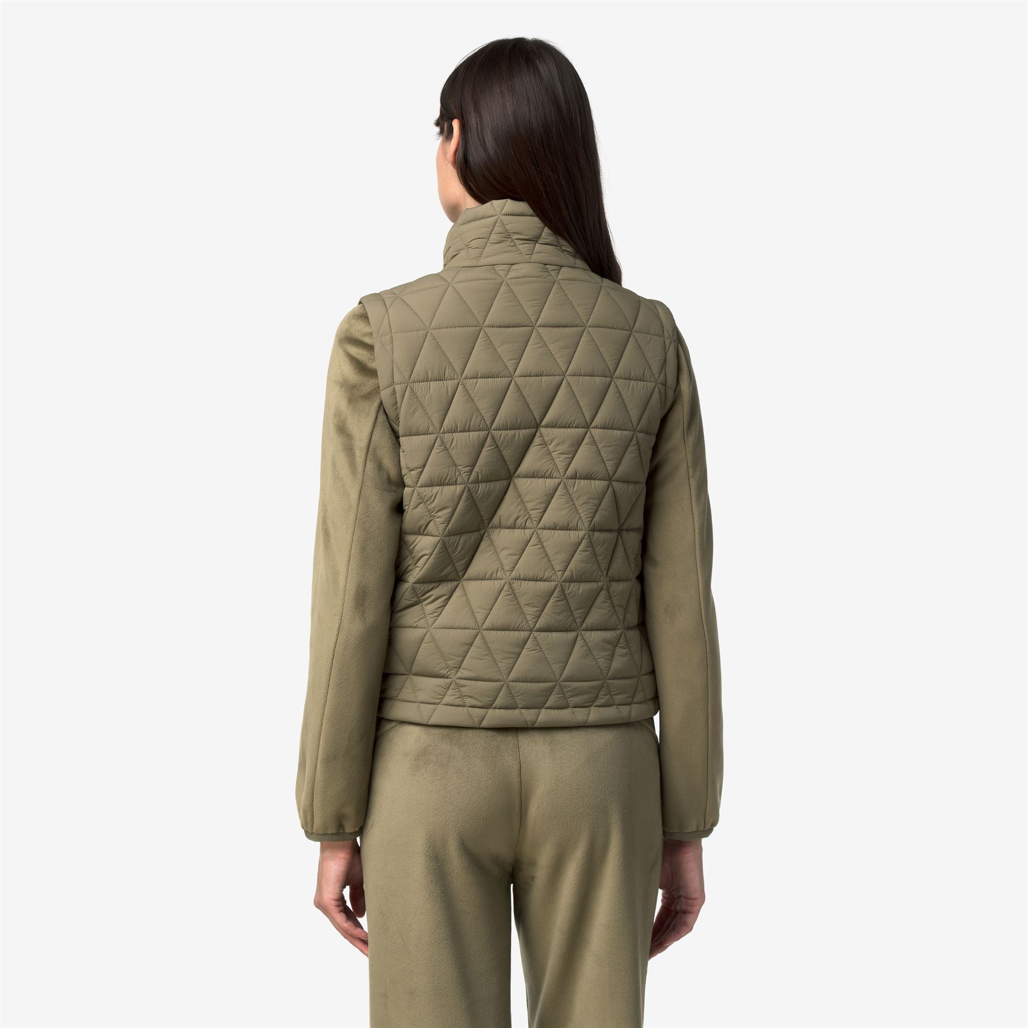 k-way-satine-diamond-quilted-warm-gilet-femme-green-army image 3
