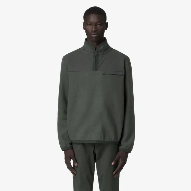 k-way-fleury-wool-nylon-mix-polaire-pull-over-homme-green-blackish-blue-airforce image 1