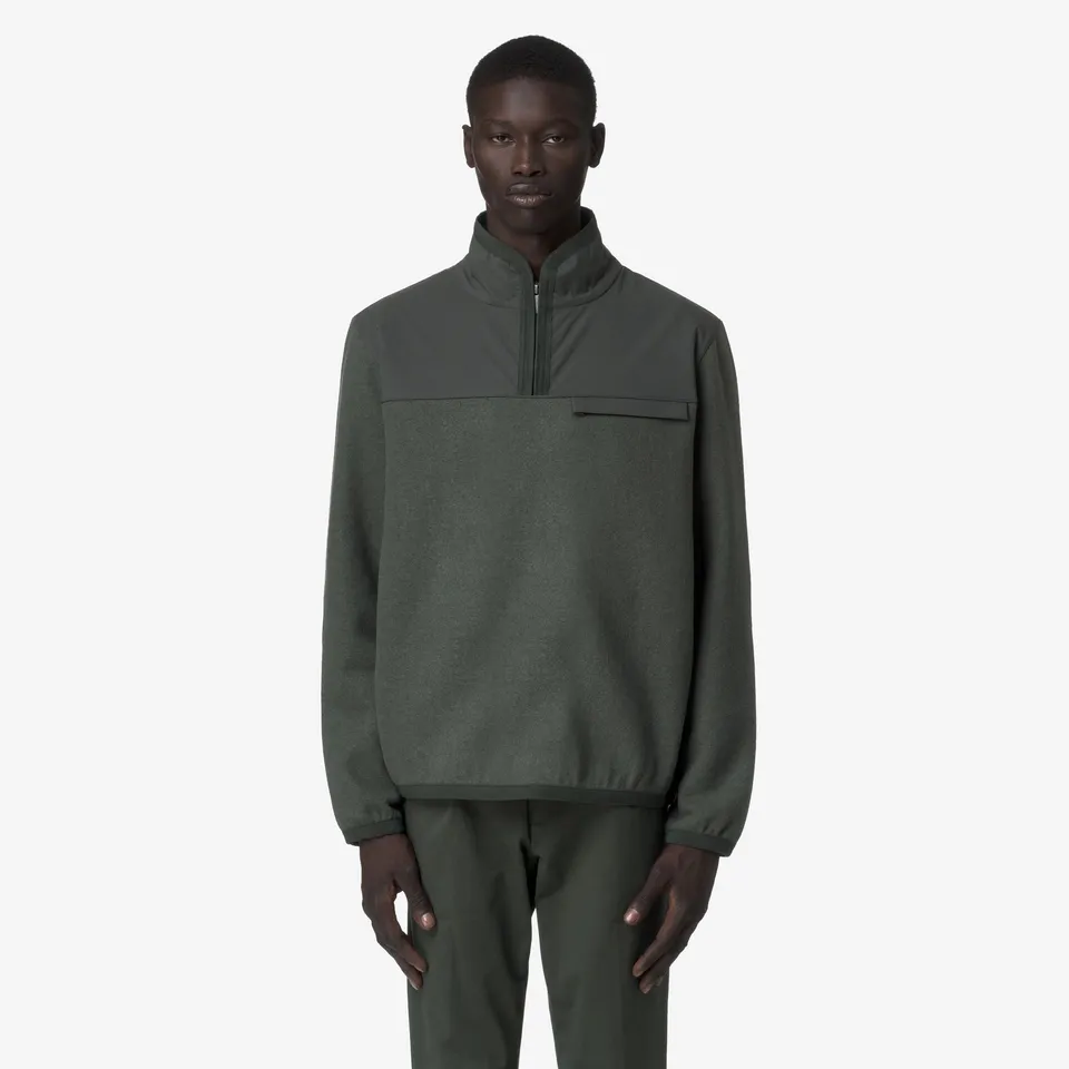 k-way-fleury-wool-nylon-mix-polaire-pull-over-homme-green-blackish-blue-airforce image 1