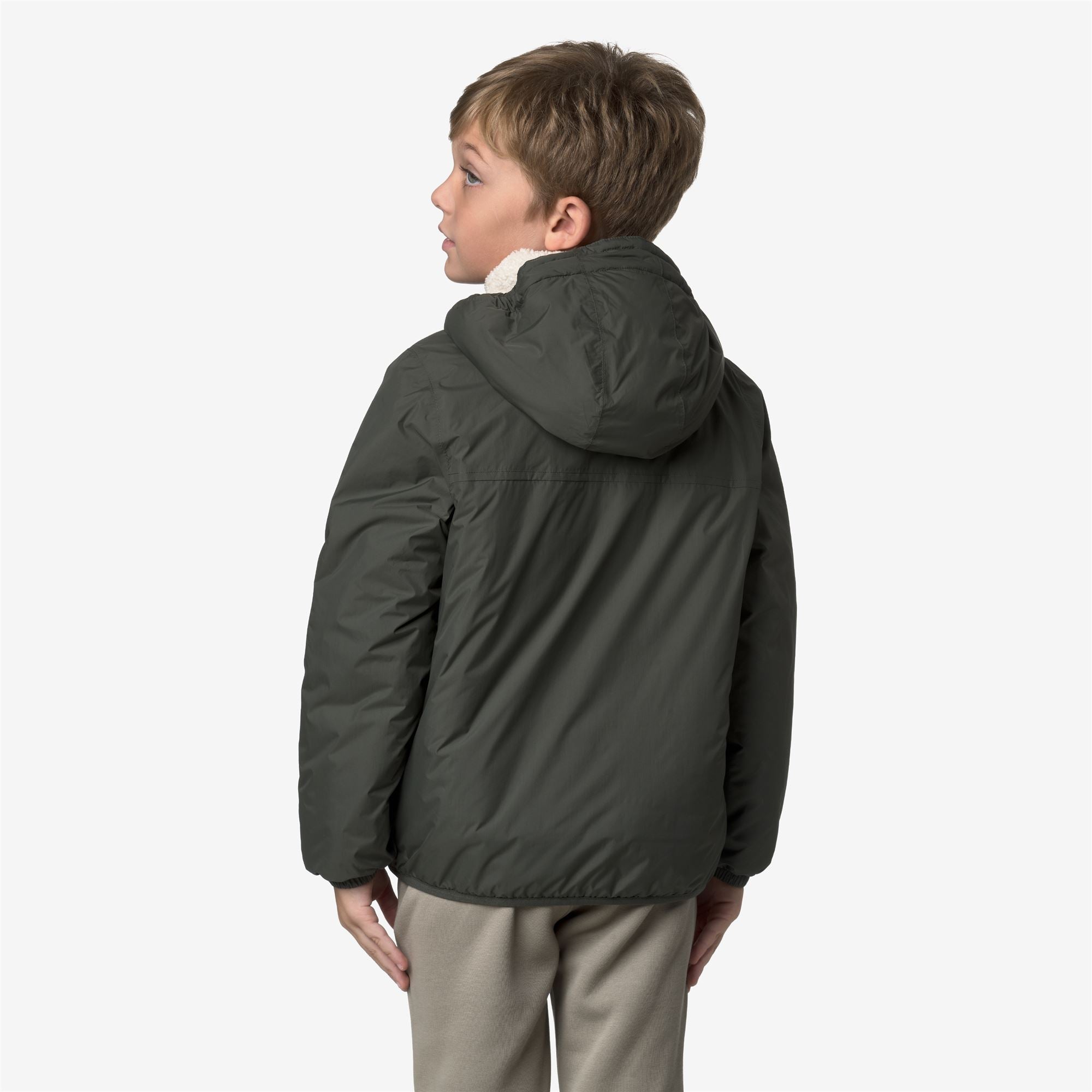 k-way-le-vrai-4-0-claude-orsetto-petit-veste-mi-longue-enfant-unisexe-green-blac image 3