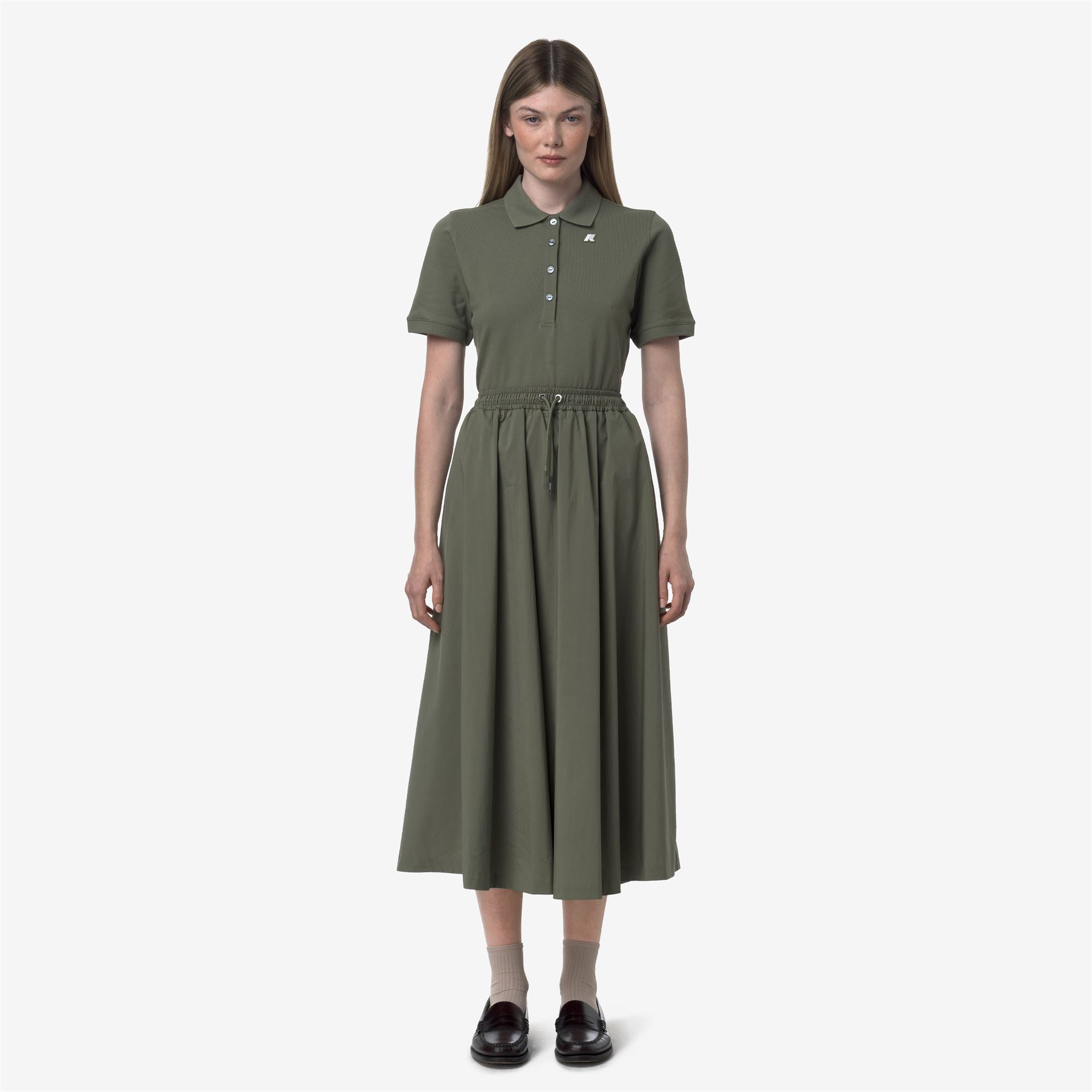 k-way-mosella-light-poplin-tech-jupe-longue-femme-green-lichen image 1
