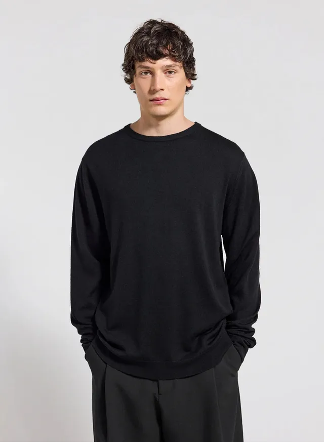 pyrenex-omhet-pull-fin-col-rond-laine-m-rinos-homme-noir image 1