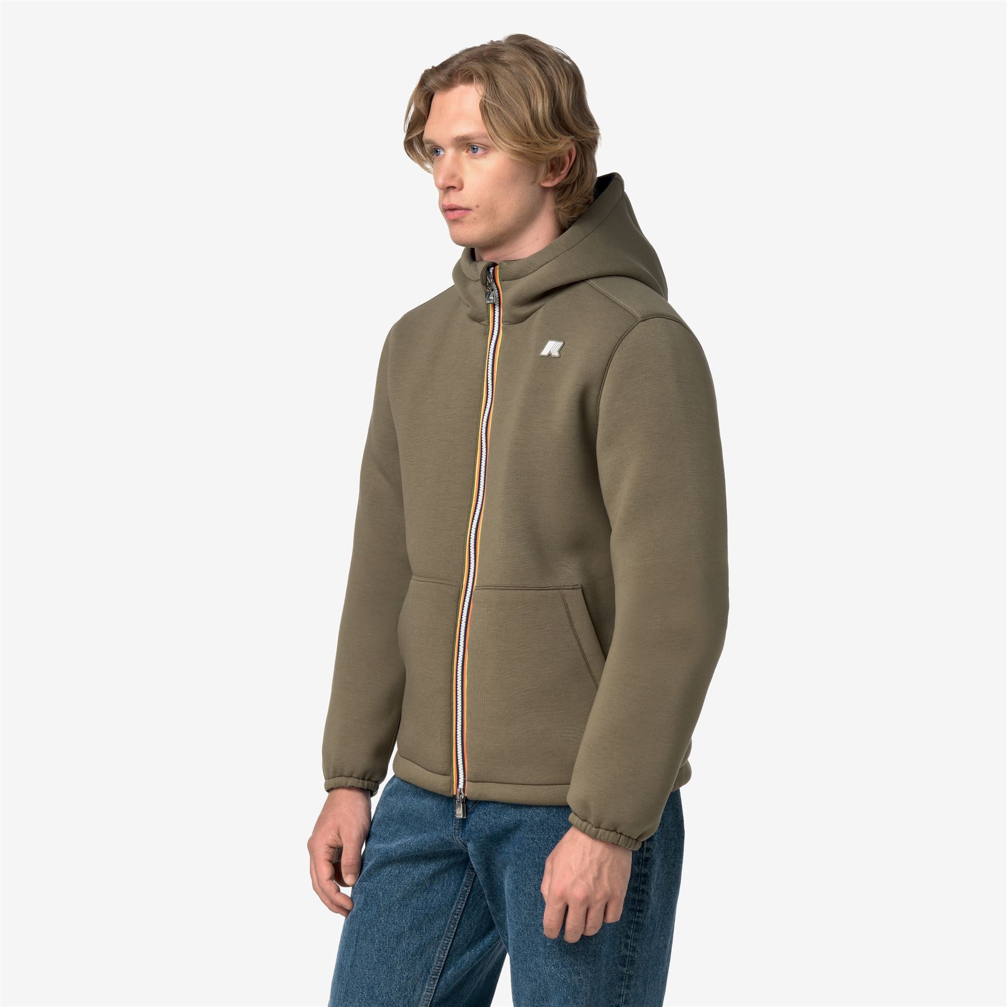 k-way-jack-spacer-nylon-double-veste-courte-homme-green-army-blue-depth image 2