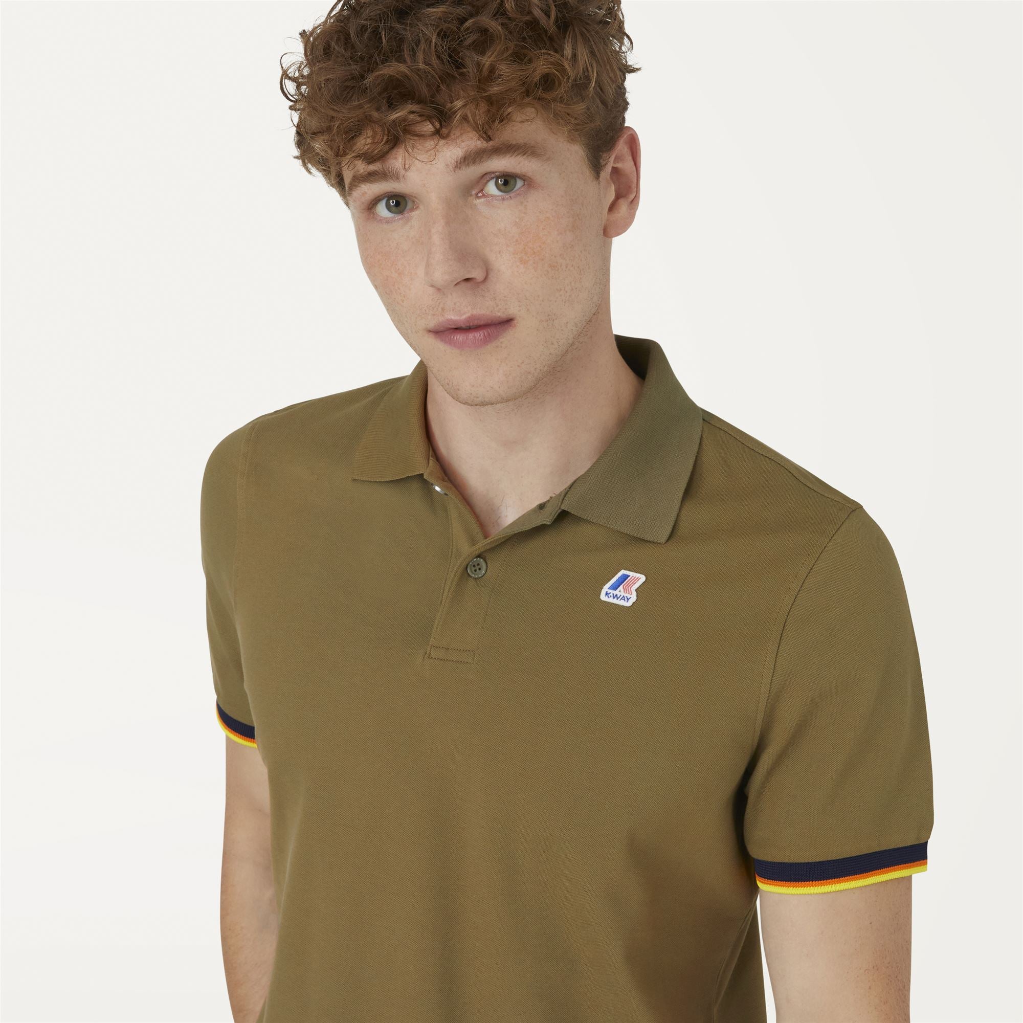 k-way-vincent-contrast-stretch-polo-homme-green-burnt image 4