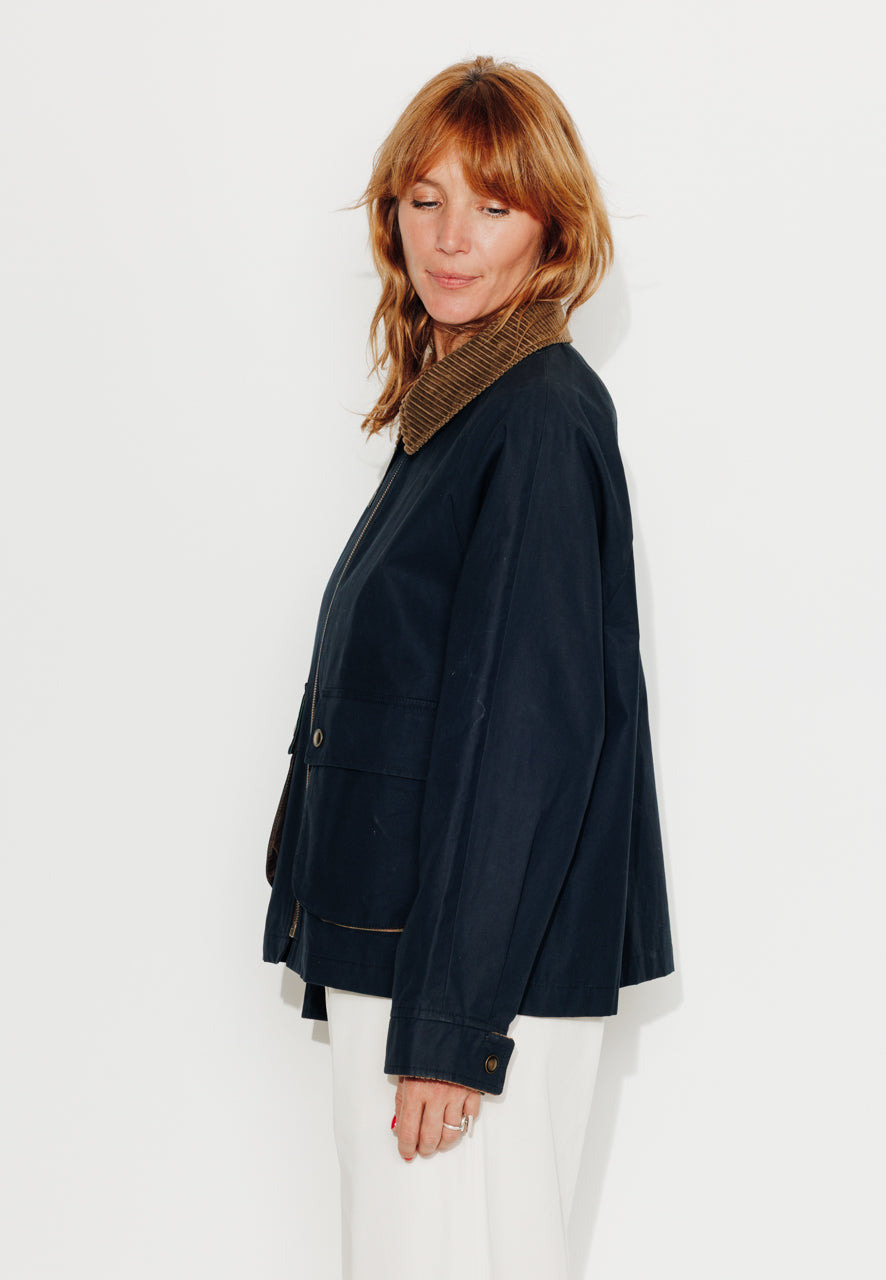 trench-coat-sorbus-imperm-able-court-oversize-coton-staywax-marine image 8