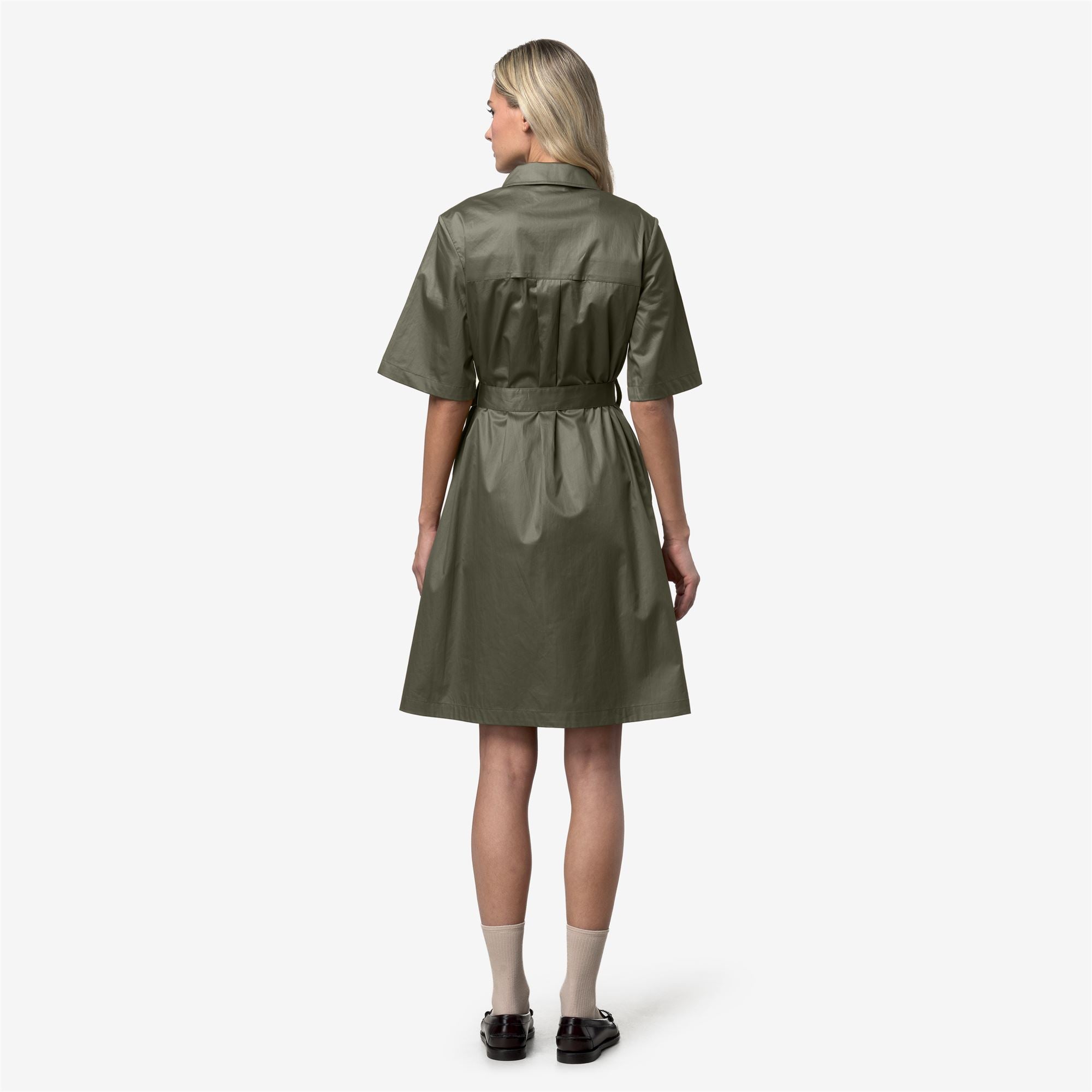 k-way-nouaille-shiny-cotton-robe-courte-femme-green-lichen image 3