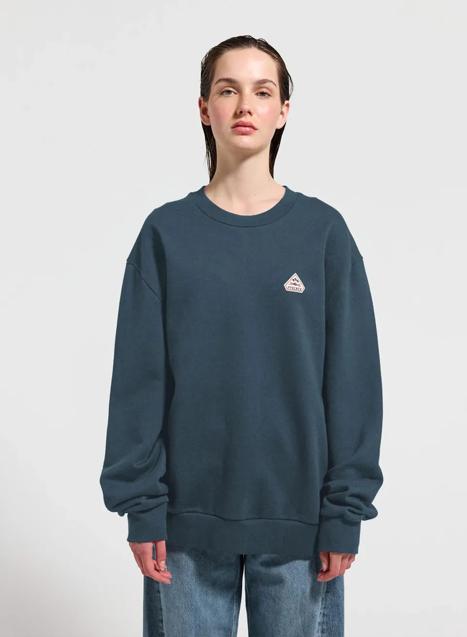 pyrenex-phase-sweat-col-rond-unisexe-bleu-azur-en-coton-bio image 1