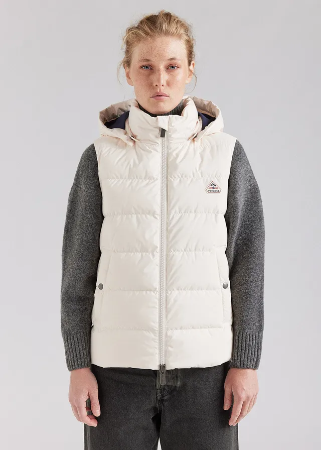 pyrenex-spoutnic-doudoune-sans-manches-femme-capuche-amovible-chalk image 1