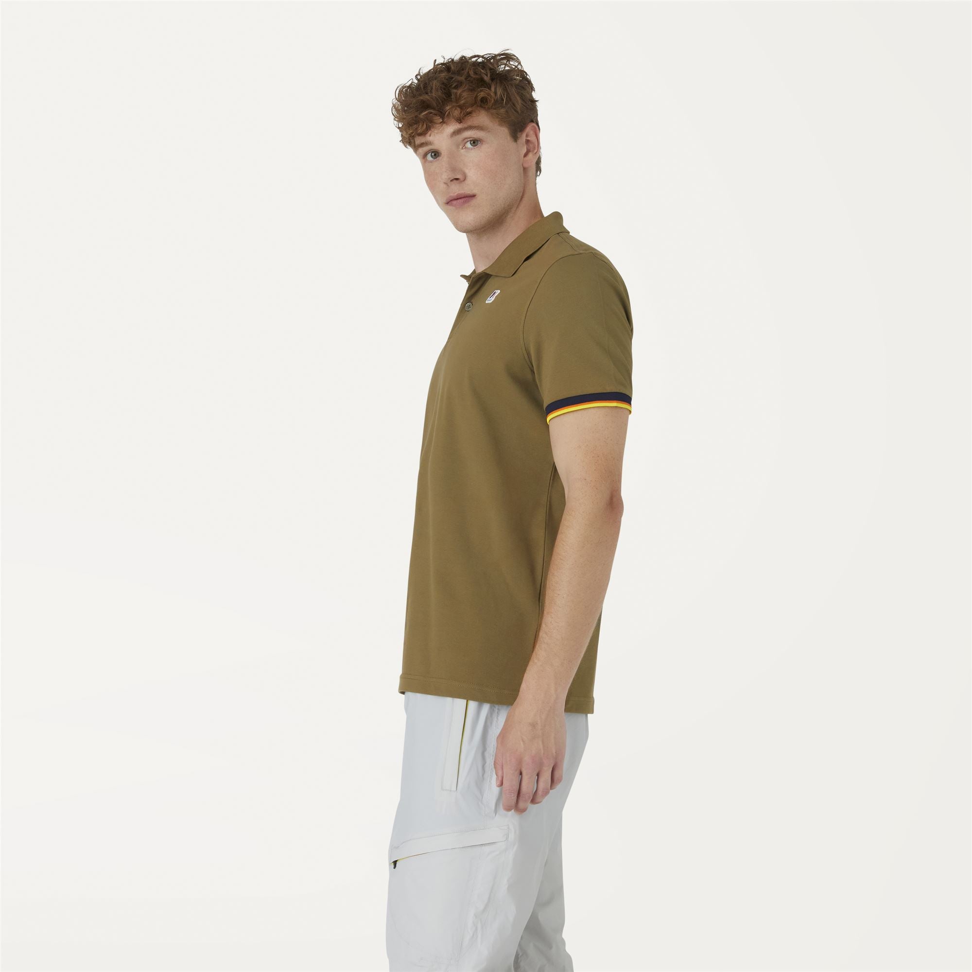 k-way-vincent-contrast-stretch-polo-homme-green-burnt image 2