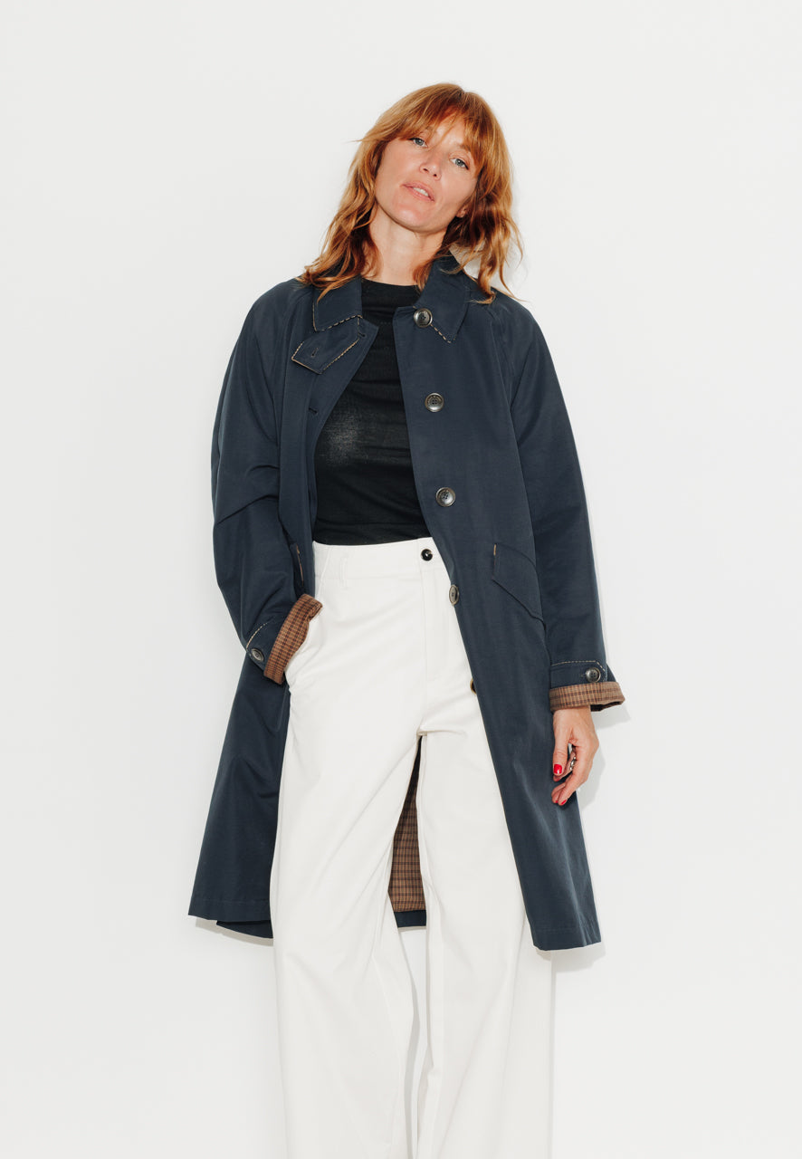 trench-coat-parrotia-imperm-able-mi-long-coton-marine image 4
