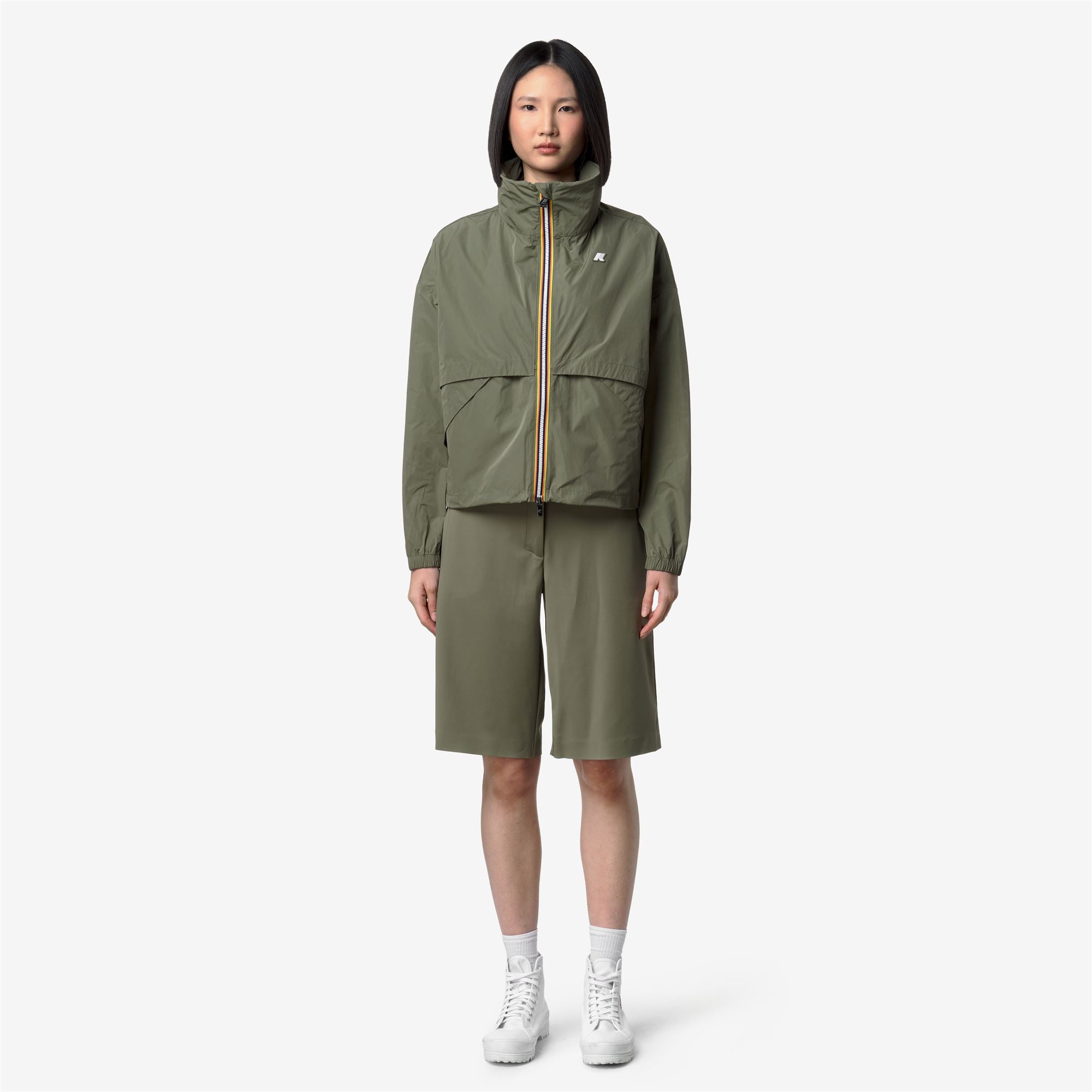 k-way-aubette-memory-touch-veste-courte-femme-green-lichen image 1