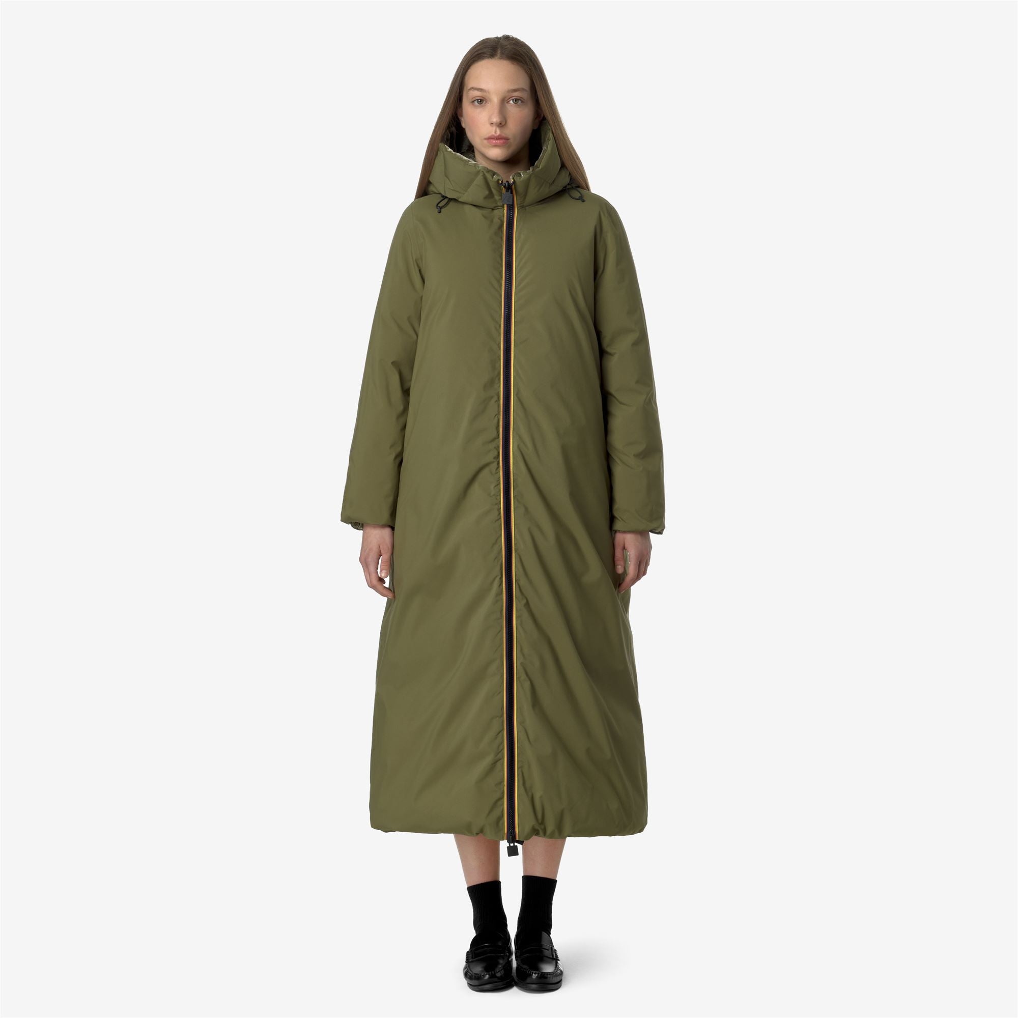 k-way-orlen-velvet-thermo-double-veste-longue-femme-green-winter image 4