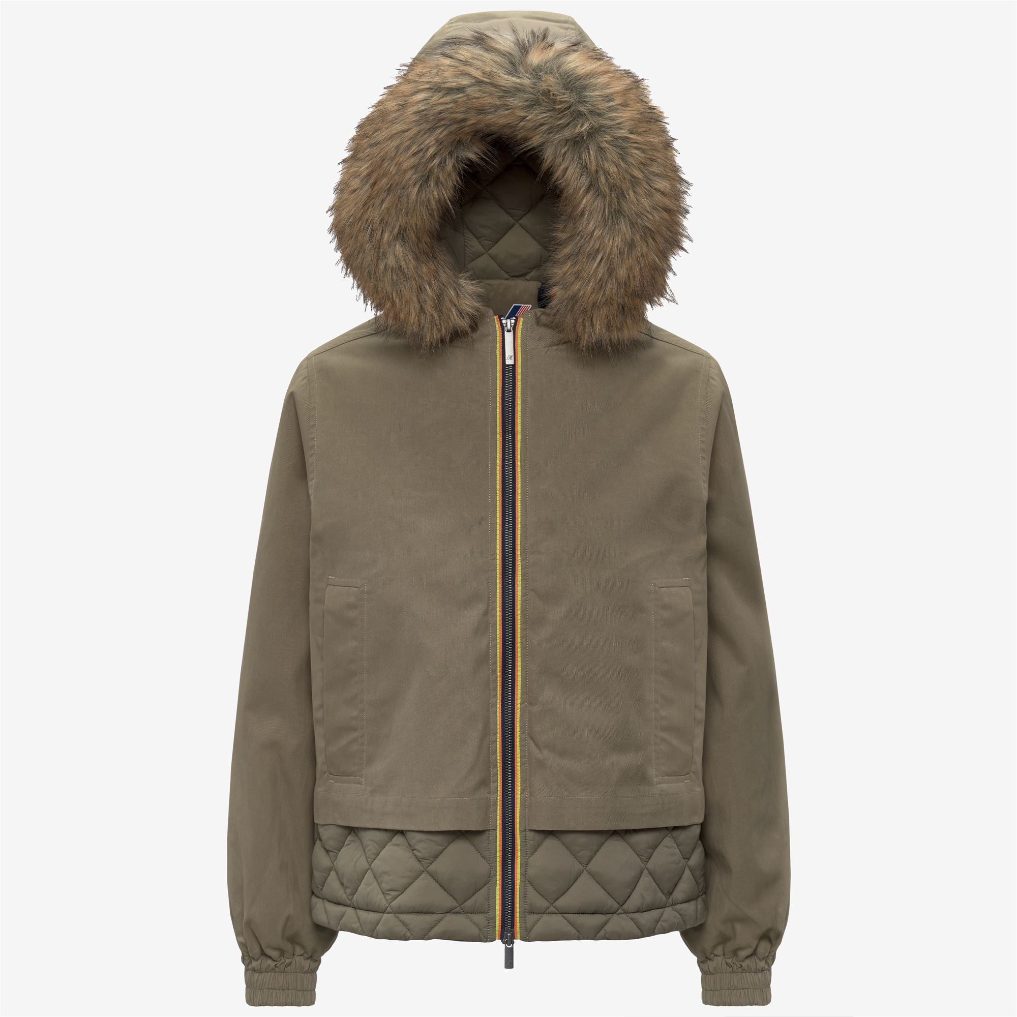 k-way-tosca-wax-cotton-nylon-veste-courte-femme-green-army image 5