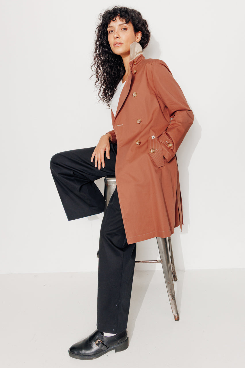 trench-coat-roseau-trench-droit-mi-long-coton-premium-d-perlant-marron image 4