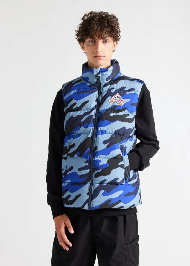 pyrenex-john-gilet-doudoune-sans-manches-unisexe-camo-blue-print image 1
